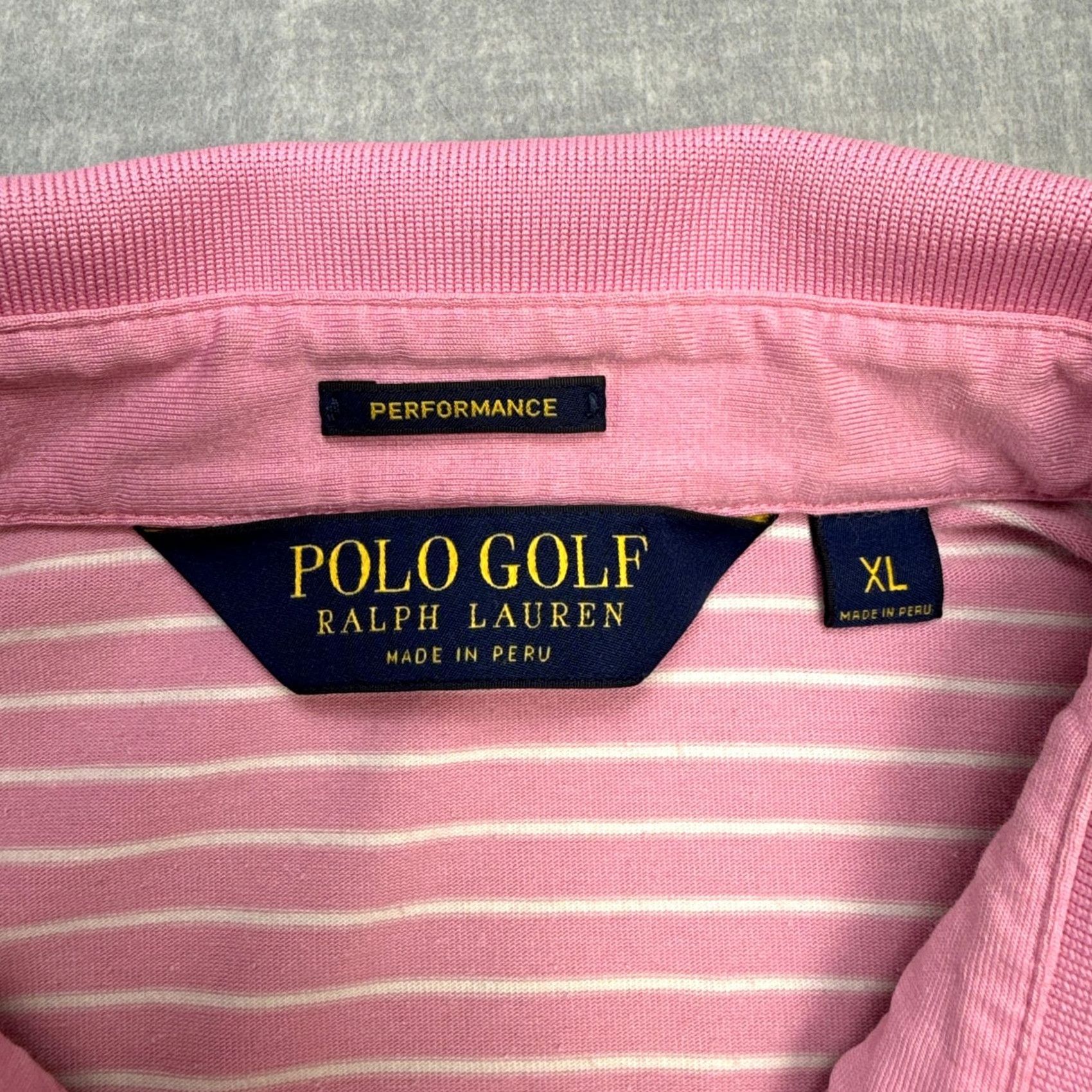 Ralph Lauren VINTAGE Polo Golf Shirt Mens XL Pink Striped Performance Pima Cotton Stretch Size US XL / EU 56 / 4 - 6 Thumbnail