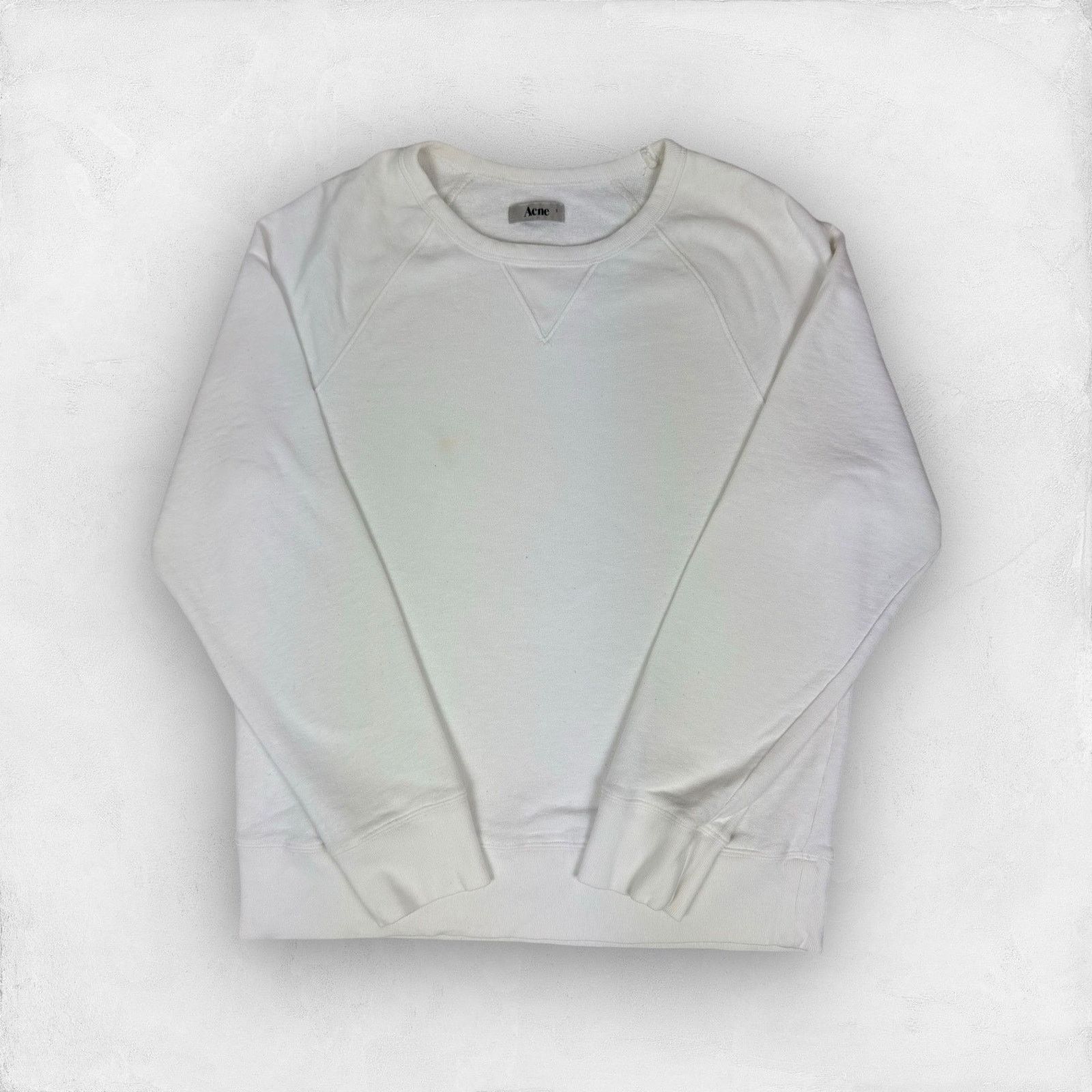Acne Studios Acne Studios Mens White Cotton Crew Neck Pullover Sweatshirt Size US S / EU 44-46 / 1 - 1 Thumbnail