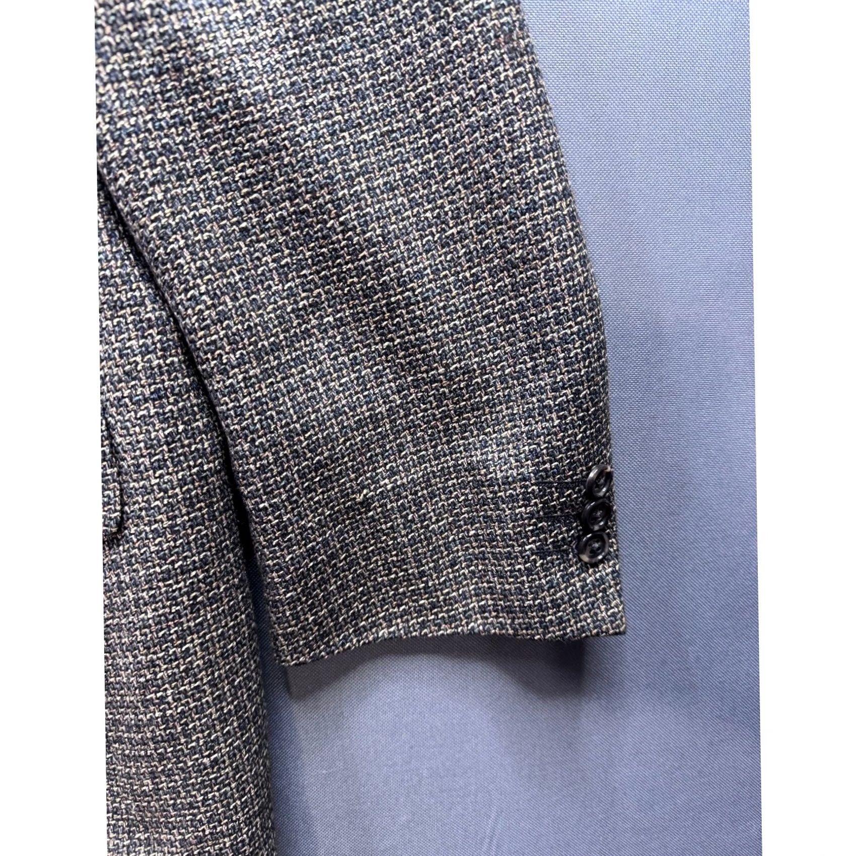 Yves Saint Laurent VINTAGE Yves Saint Laurent Blazer Men Wool Silk Blend Tweed Geometric Notch Lapel Notch Single-Breasted Two-Button 43 Chest Regular Fit Brown Size 42R - 6 Thumbnail