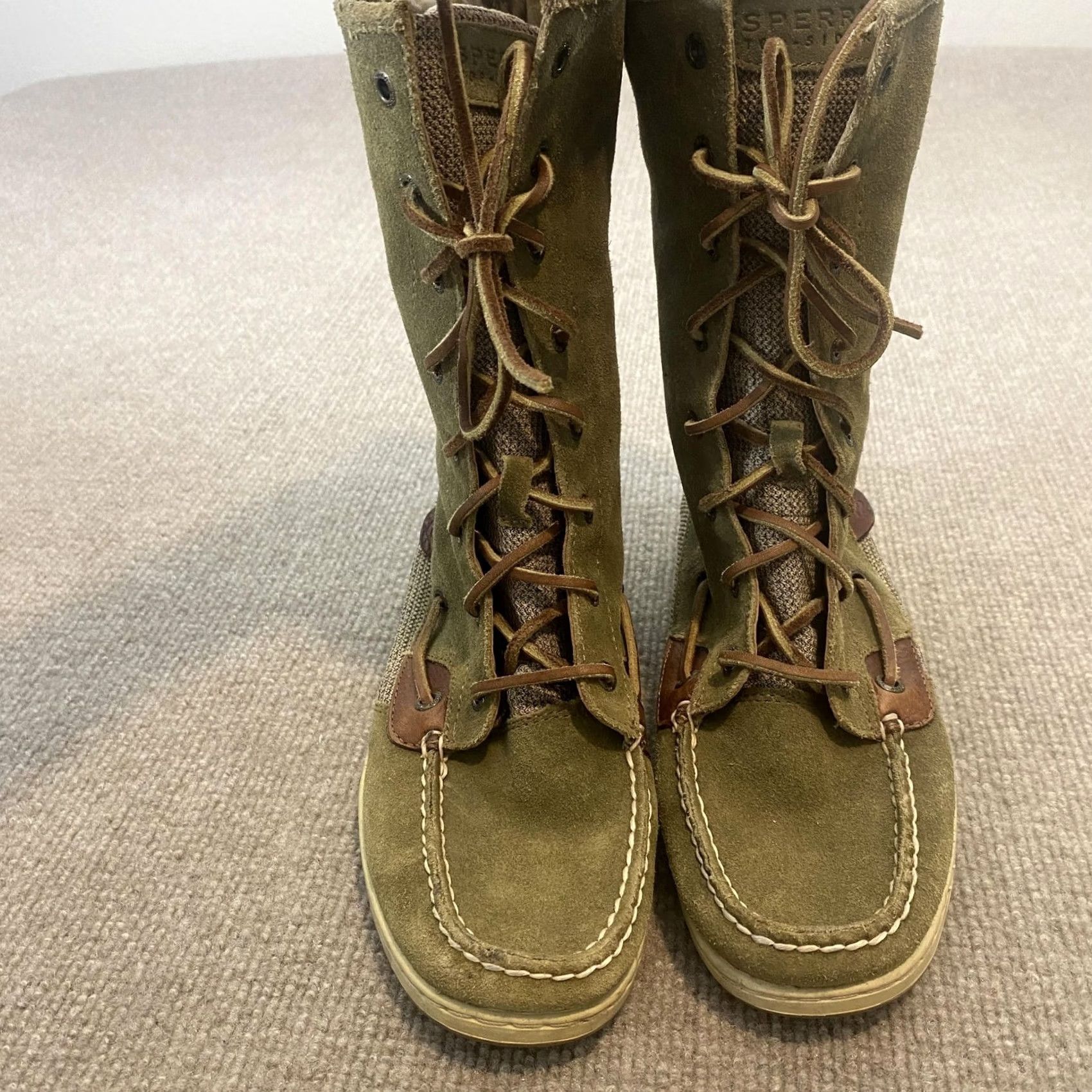 Sperry Sperry Top-Sider Snow Boots Womens Size 9 Green Suede Leather Mid Calf Lace Up Boots Size US 9 / IT 39 - 3 Thumbnail
