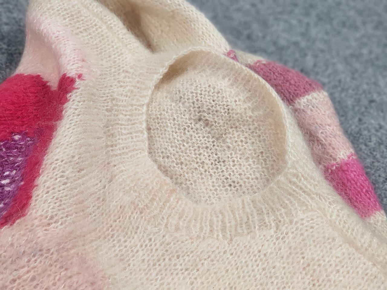 Japanese Brand Vintage 80's Hand knitted Design Mohair Pink Beige Sweater Size XL / US 12-14 / IT 48-50 - 15 Thumbnail