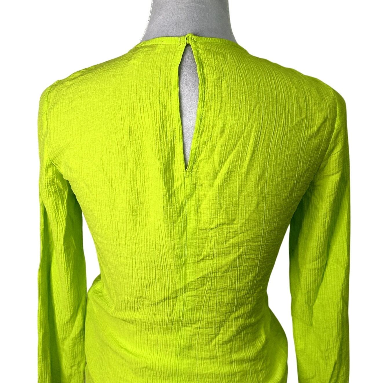 Topshop Topshop Long Sleeve Blouse Tie Ruched Green Women's 2 NWOT Size XS / US 0-2 / IT 36-38 - 6 Thumbnail