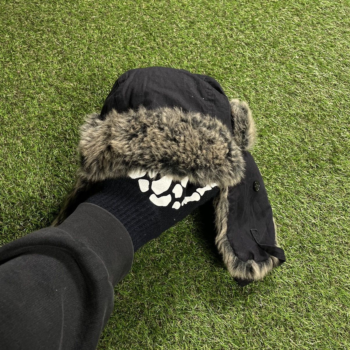 Vintage Vintage 90s Mohair Fuzzy Knit Beanie Goth Alt Black Logo OS Size ONE SIZE - 3 Thumbnail