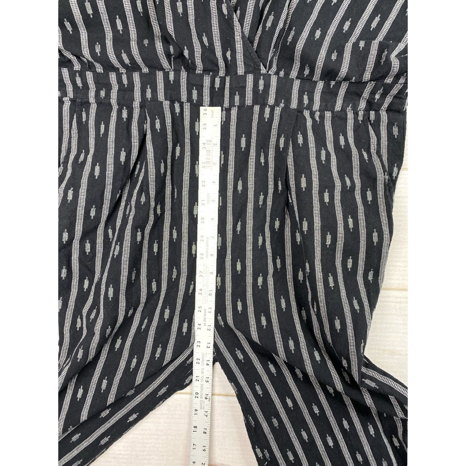 Vintage World Market Jumpsuit S Striped Black Dolman Sleeve V-Neck Casual Women’s One-Piece Beach Bohemian 90s Theme Size 28" / US 6 / IT 42 - 5 Thumbnail