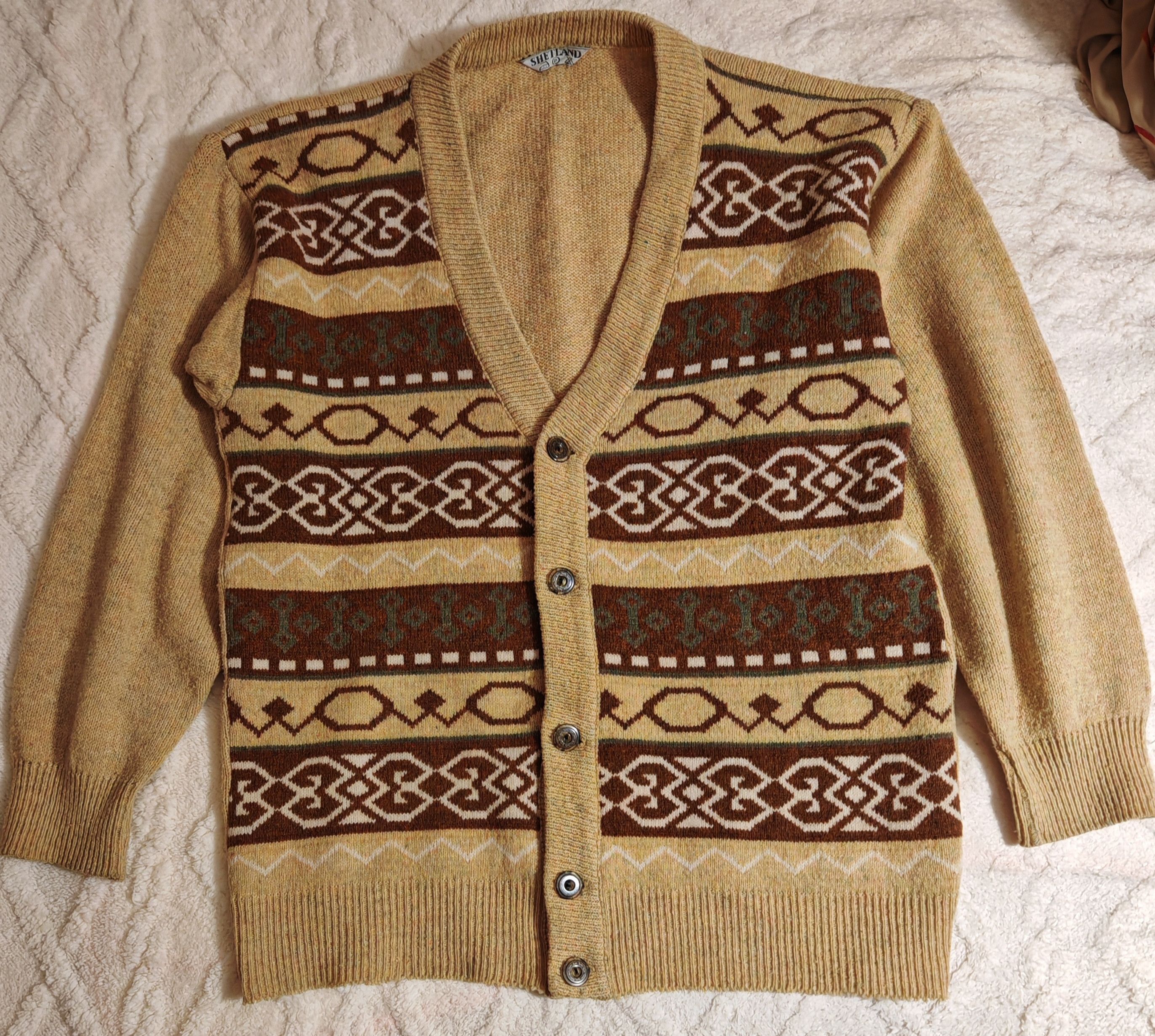 Vintage Vintage Unisex Shetland Cardigan Sweater Jumper Long Large Size US L / EU 52-54 / 3 - 3 Thumbnail