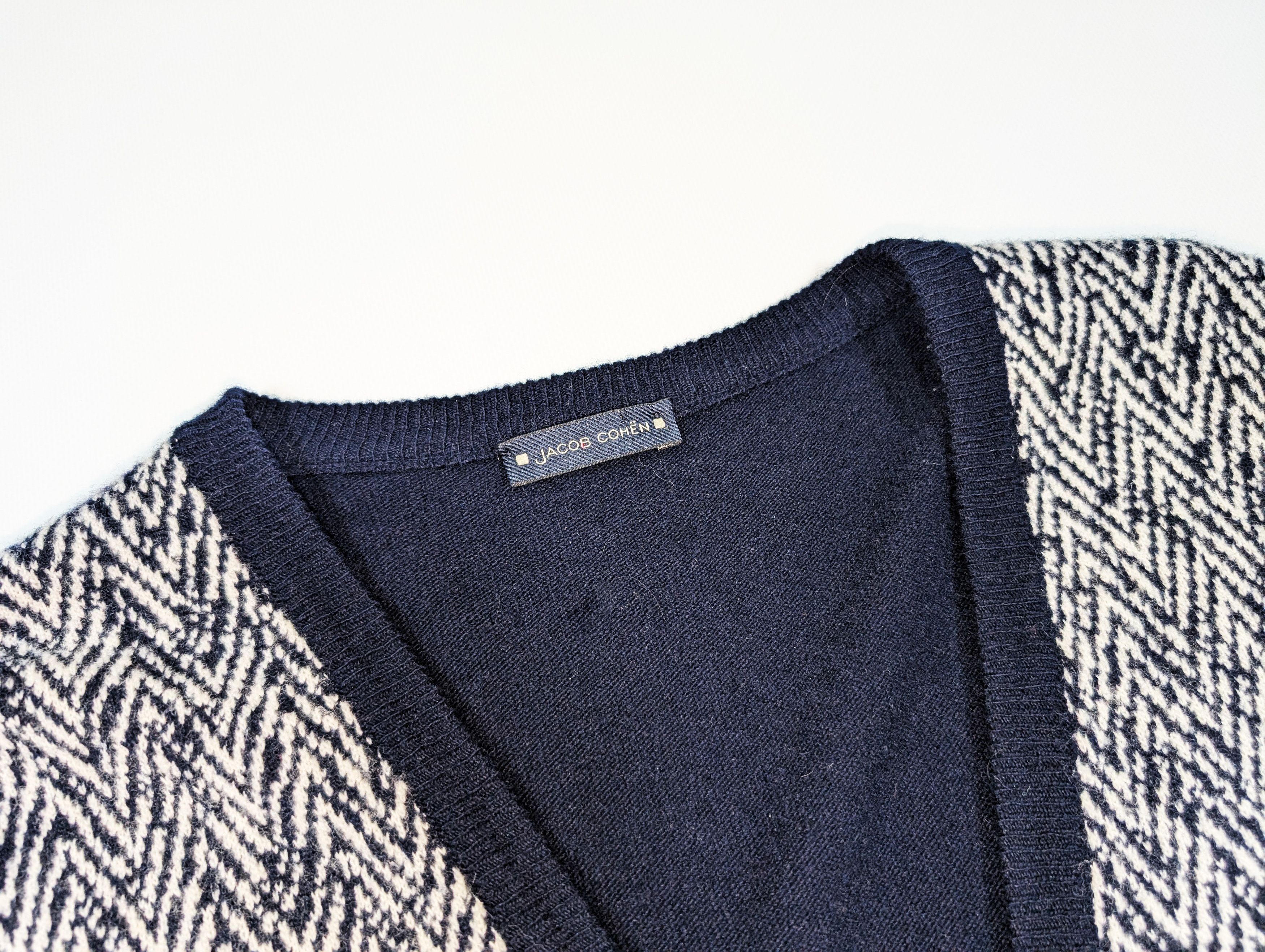 Jacob Cohen Jacob Cohen Blue Wool V-Neck Cardigan Size L Size US L / EU 52-54 / 3 - 4 Thumbnail