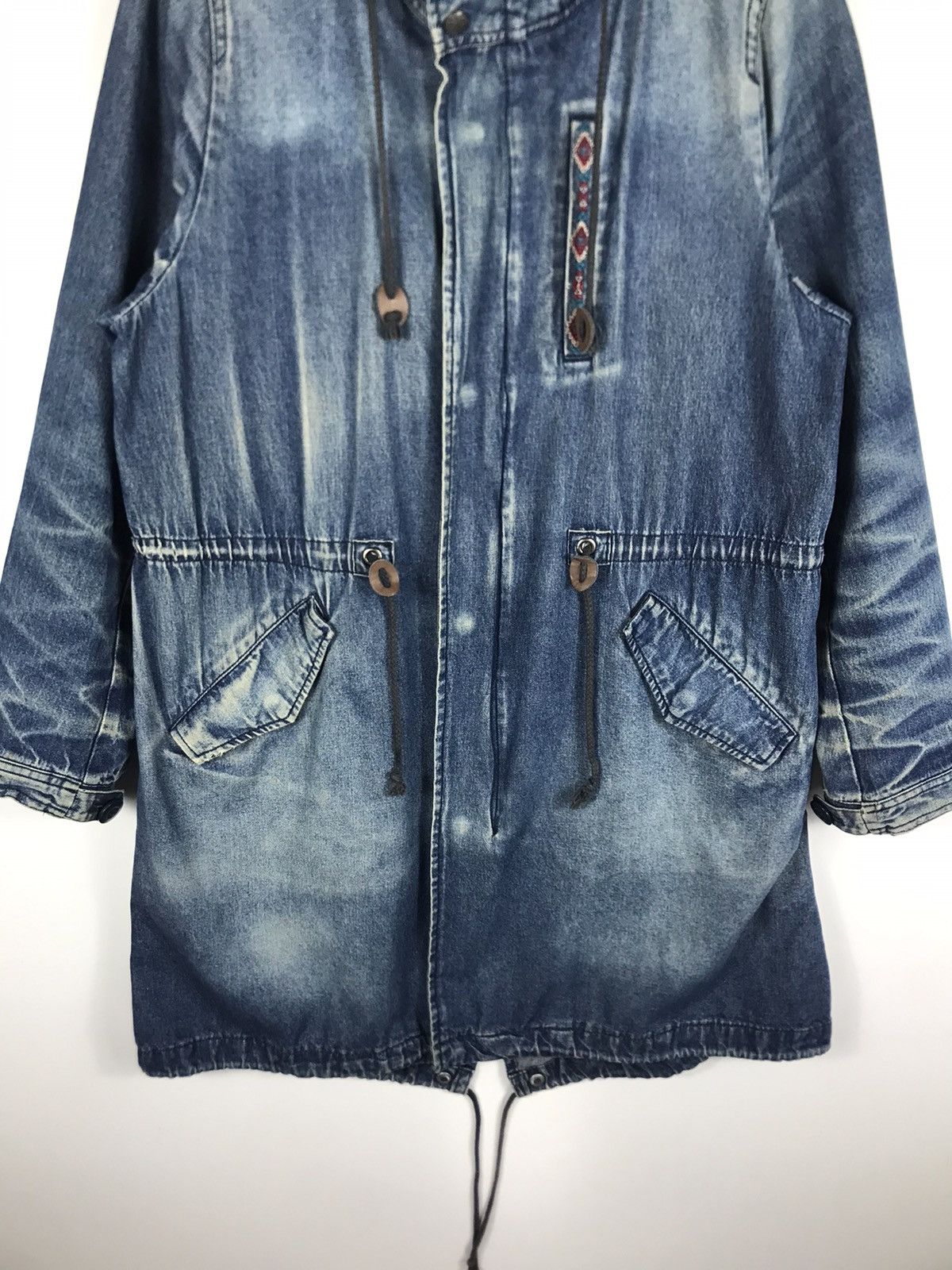 Japanese Brand ⚡️Titicaca Vintage Hooded Denim Ripped Parka Jacket Size M / US 6-8 / IT 42-44 - 5 Thumbnail