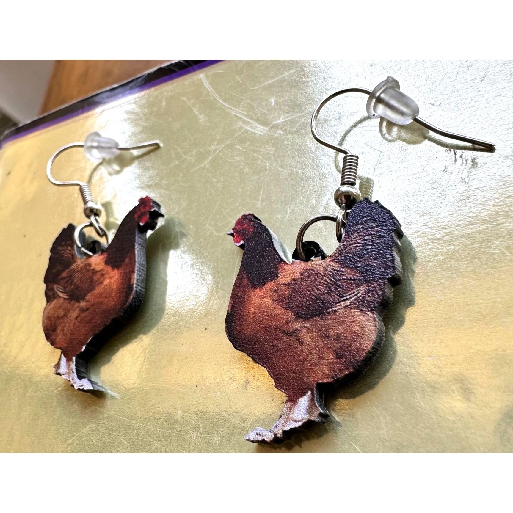 Handmade Rooster Earrings Chicken Farm Animal Eggs Pet New Hens Farme Size ONE SIZE - 10 Thumbnail
