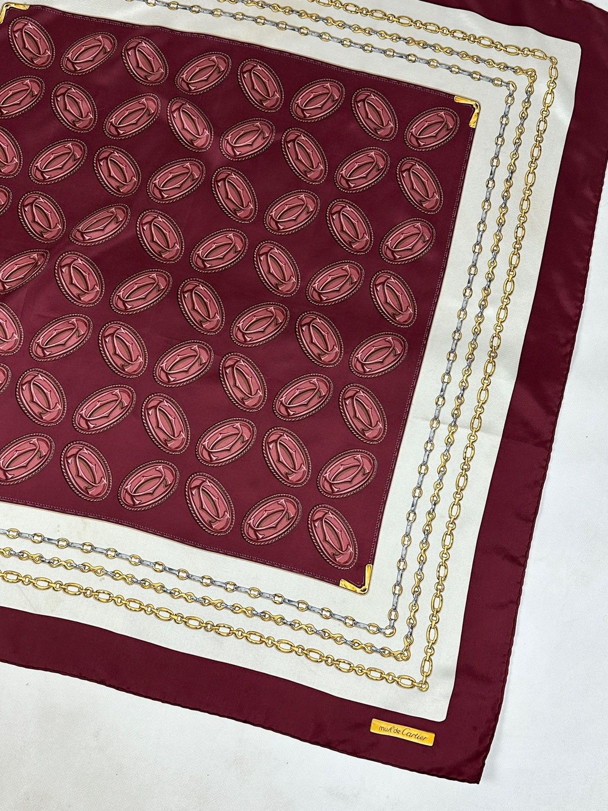 Cartier Vintage Must De Cartier Monogram Silk Scarf Size ONE SIZE - 3 Thumbnail