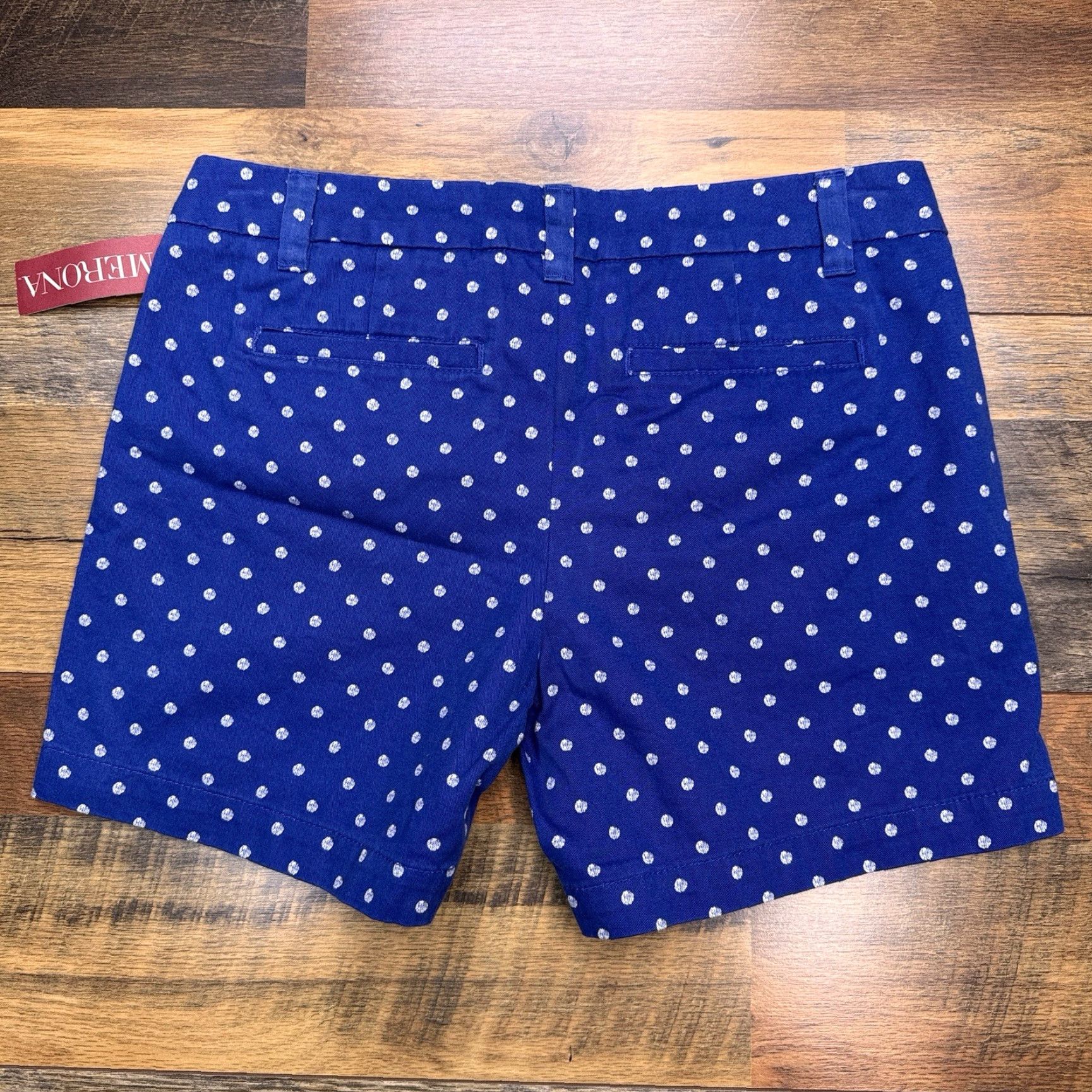 Merona Merona Polka Dot Shorts Womens 2 Blue Mid Rise New Size 26" / US 2 / IT 38 - 2 Thumbnail