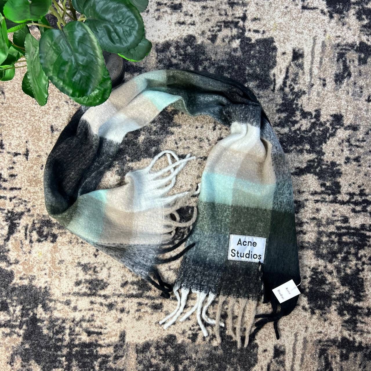 Acne Studios Acne Studios Alpaca/wool Scarf Big Logo Checkered Size ONE SIZE - 2 Thumbnail