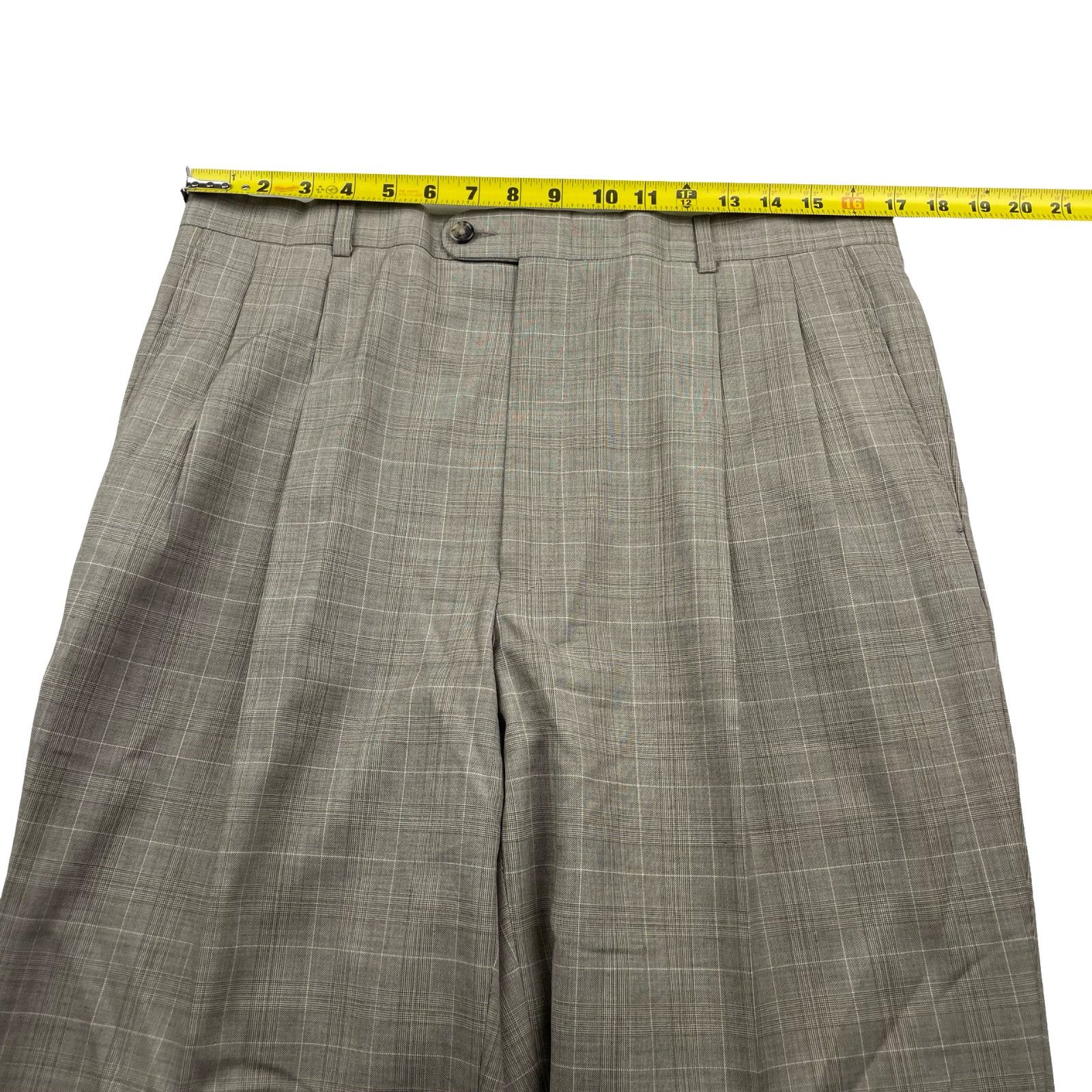 Hickey Freeman Hickey Freeman Men’s 100% Wool 2-Button Suit Beige/Brown Pla Size 40R - 16 Thumbnail