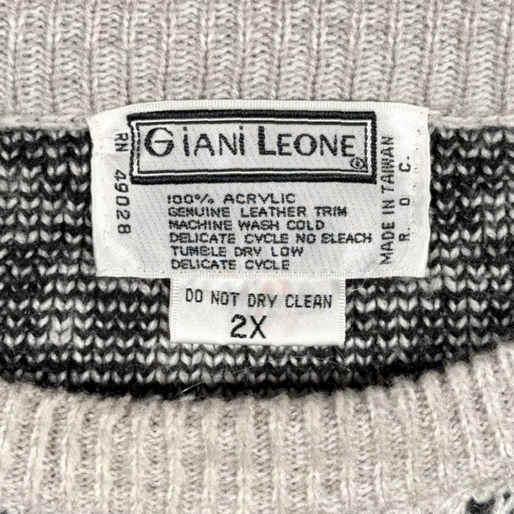 Vintage VINTAGE Giani Leone Sweater Geometric 2XL Adult White Black Acrylic Crew Neck Pullover Men 80s Size US XXL / EU 58 / 5 - 5 Thumbnail
