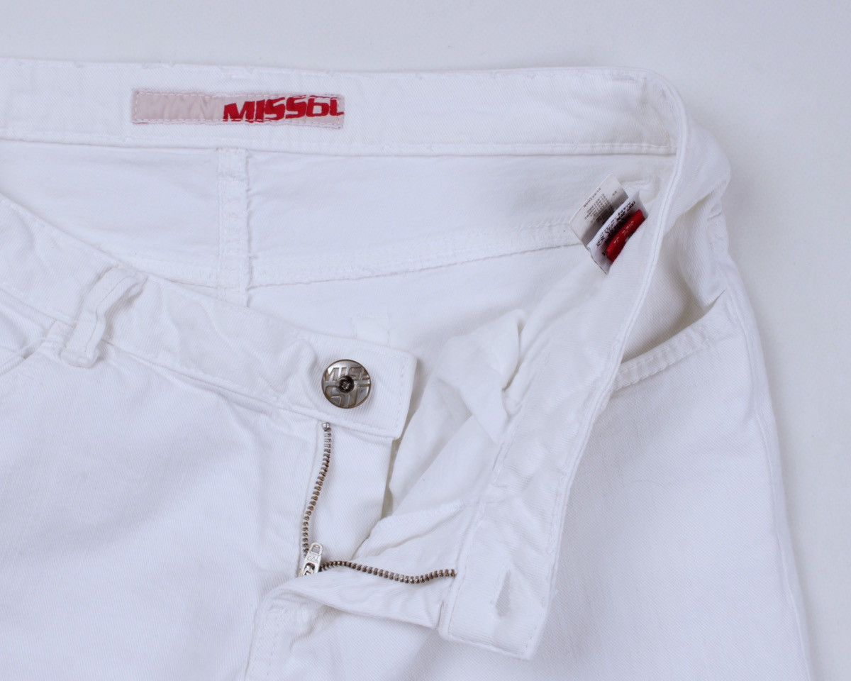 Miss Sixty × Vintage MISS SIXTY Y2K Vintage Wide Leg Rhinestone White Denim Jeans Size 32" / US 10 / IT 46 - 12 Thumbnail