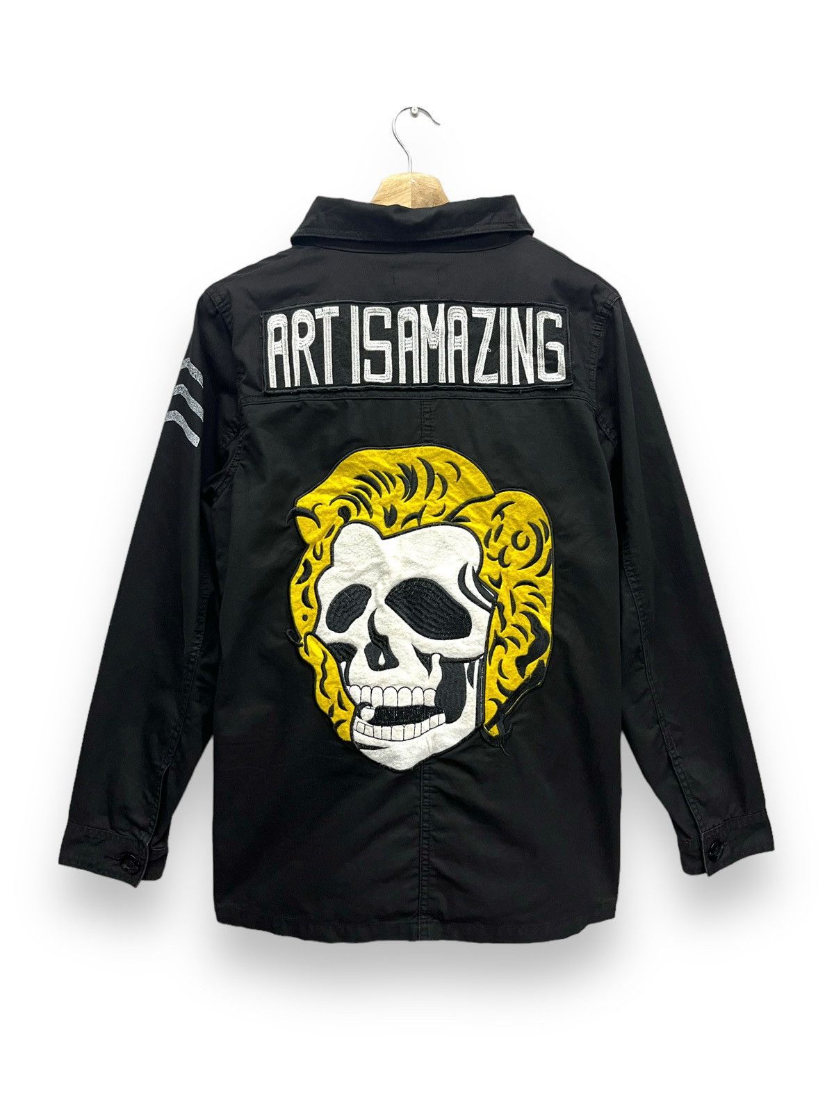 If Six Was Nine GLADNEWS Punk Gothic “ART IS AMAZING” Big Embroidery Skull💀 Size US S / EU 44-46 / 1 - 3 Thumbnail