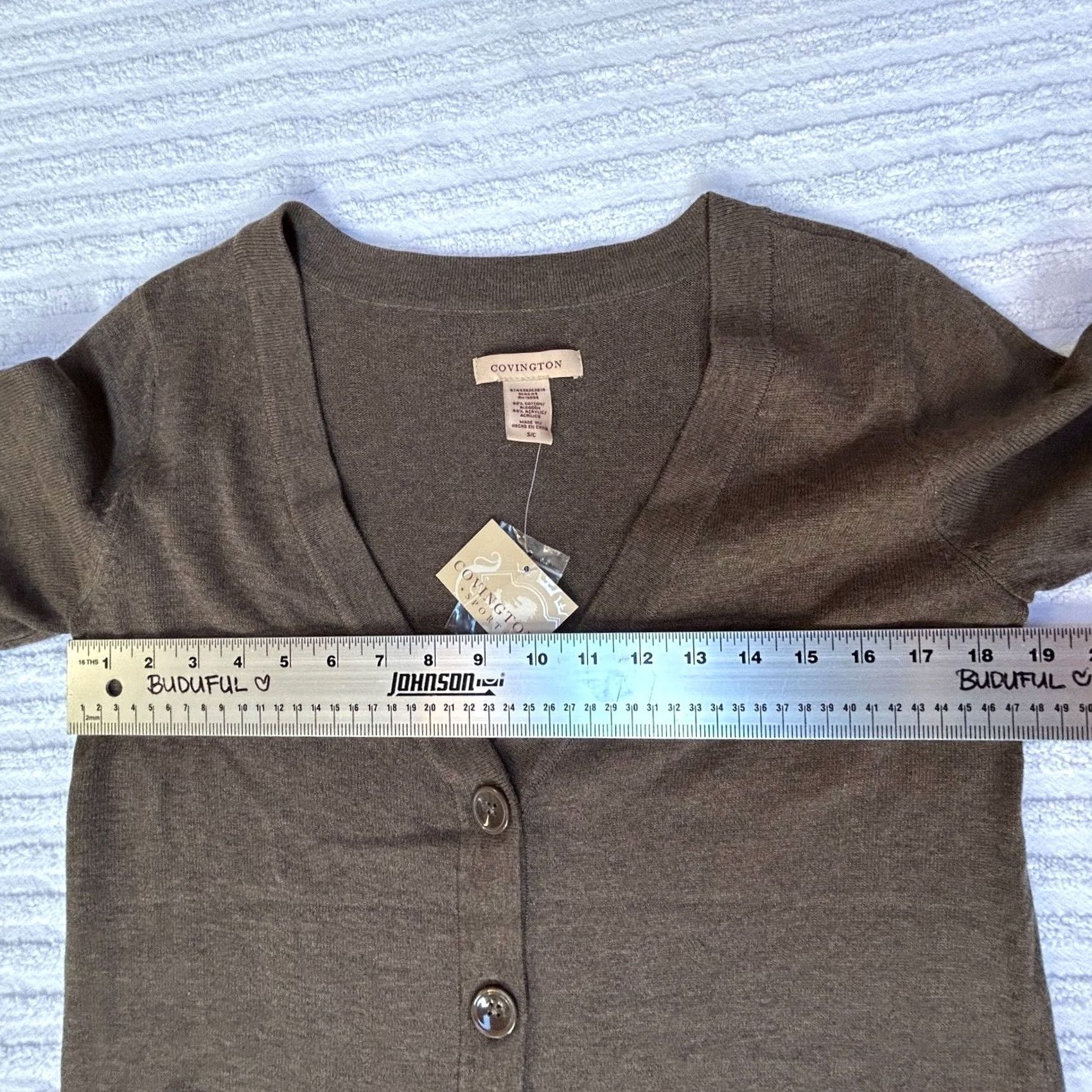 Vintage Covington Sweater Womens Small Brown V-Neck Short Sleeve Button Cardigan Size S / US 4 / IT 40 - 4 Thumbnail