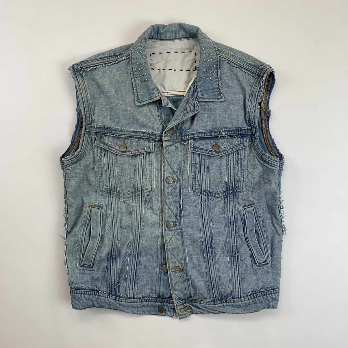 Pre-owned H&m X Maison Margiela Hm Denim Distressed Vest In Blue