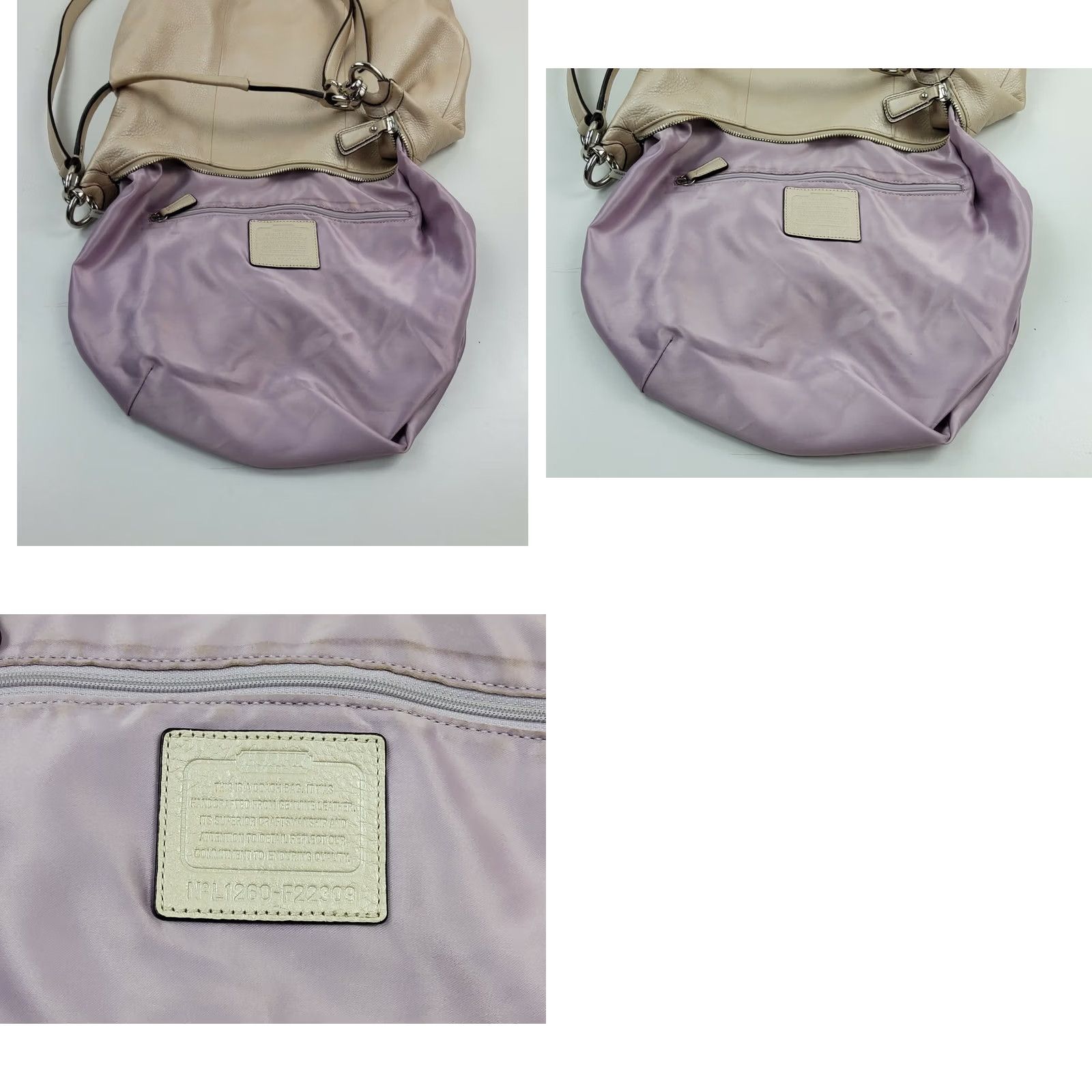 Coach Coach Kristin Leather Large Hobo F22309 Champagne Silver Shoulder Handbag Purse Size ONE SIZE - 8 Thumbnail