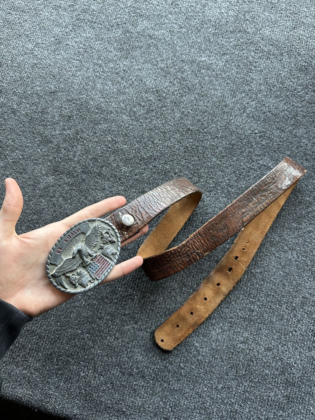 Other 🚨 LEATHER VNTG EL CHACO USA EAGLE MOTORCYCLE BELT RARE Size ONE SIZE - 1 Thumbnail