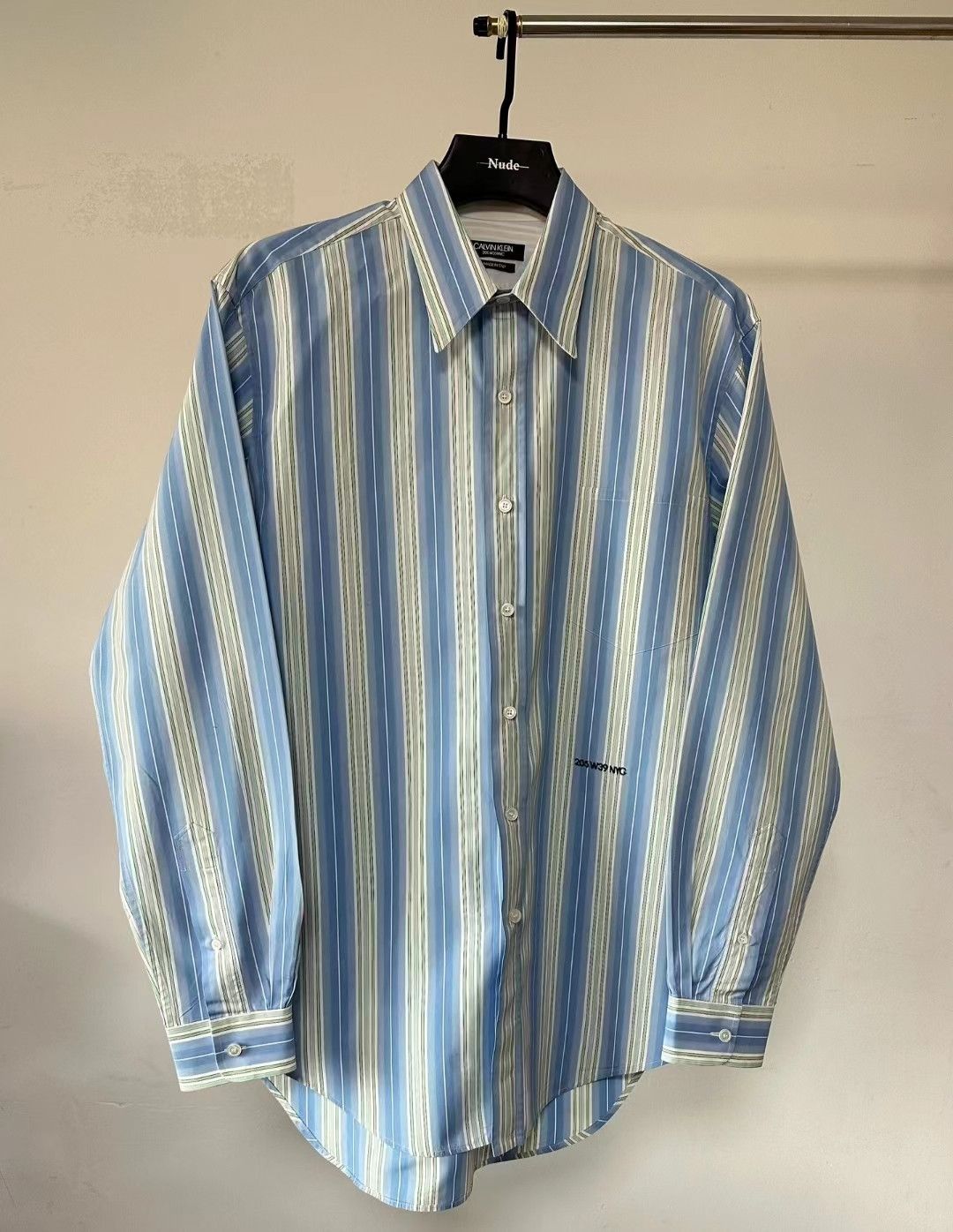 CALVIN KLEINby RAF SIMONS Striped embroidered shirt