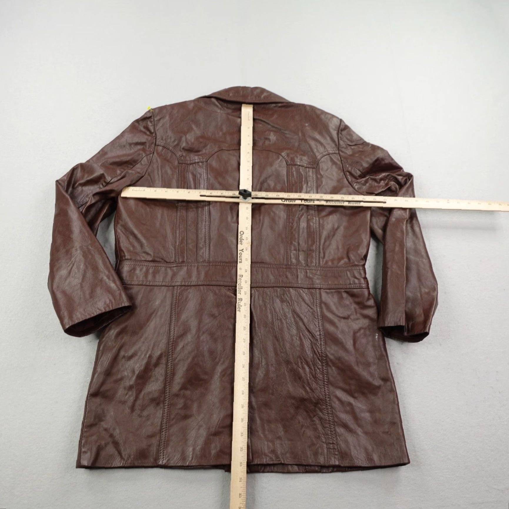 Vintage VINTAGE Montgomery Ward Brown Leather Coat 42 Tall Softshell Jacket 70s Classic Mens Size US XS / EU 42 / 0 - 4 Thumbnail