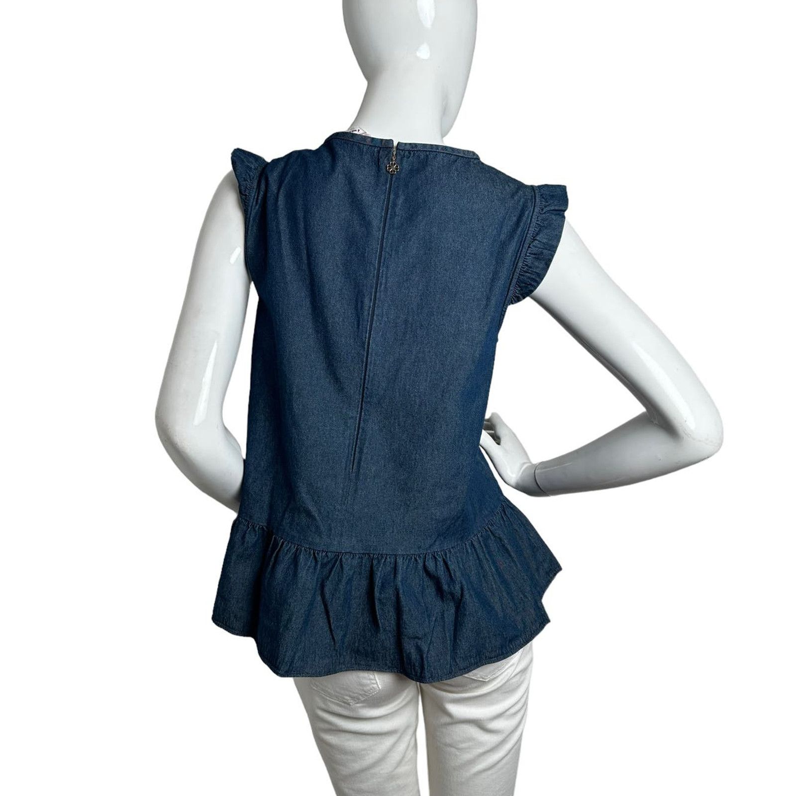 Kate Spade Kate Spade Chambray Flounce Top size 10 Casual Indigo Size L / US 10 / IT 46 - 3 Thumbnail