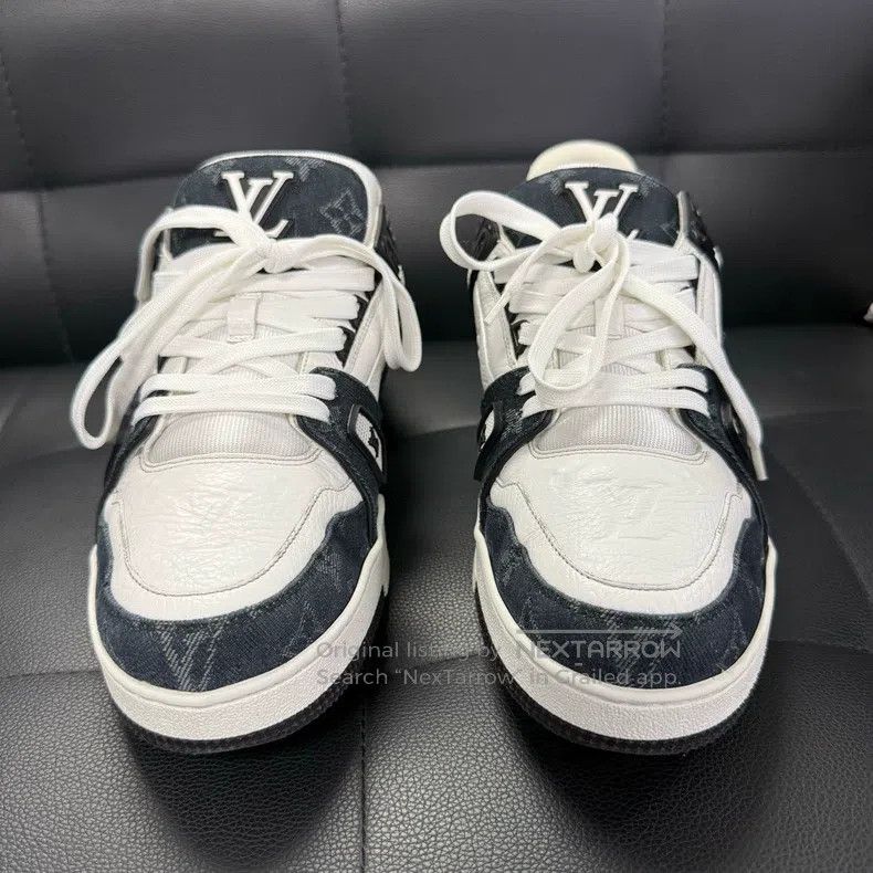 Louis Vuitton Louis Vuitton Trianer black and white denim low-cut board Size US 9 / EU 42 - 2 Thumbnail