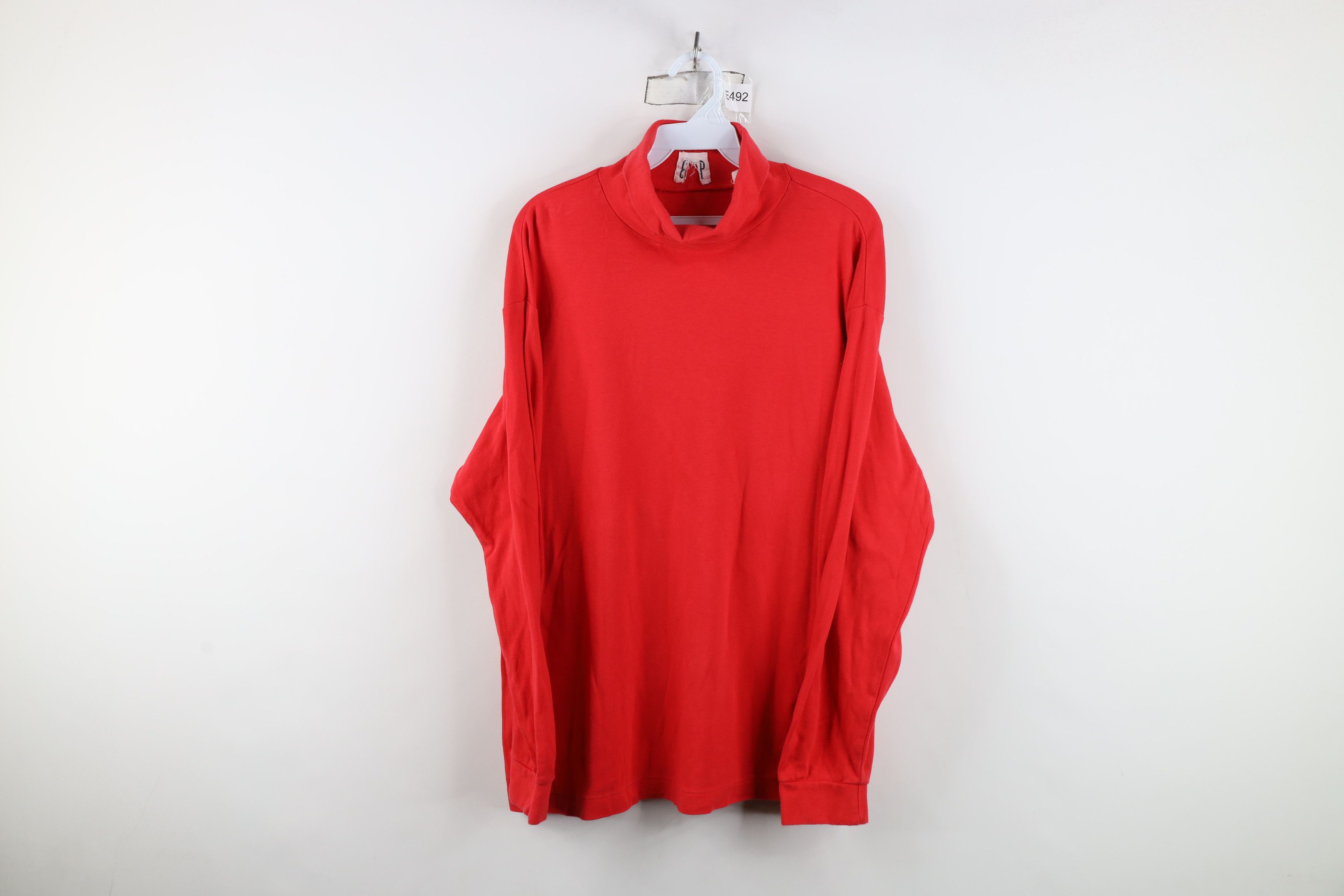 Gap Vintage 90s Gap Blank Long Sleeve Turtleneck T-Shirt Red USA Size US L / EU 52-54 / 3 - 1 Thumbnail