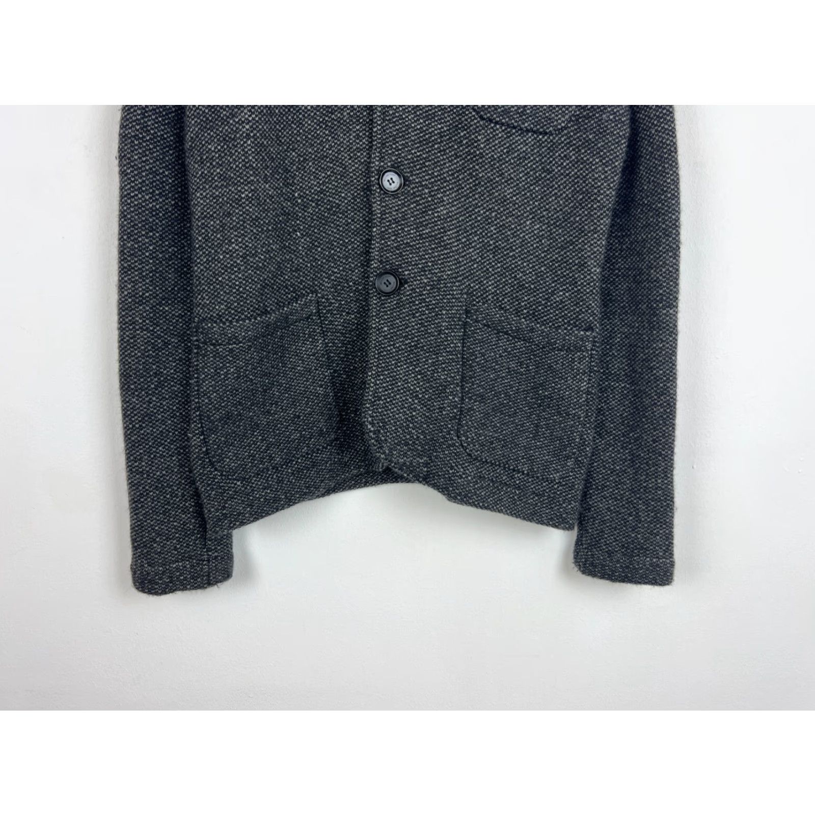 Vintage William Hunt Wool Knit Blazer Jacket Blazer Men S Blue Herringbone 90s Classic Wool Blazer Mens Size 36R - 4 Thumbnail
