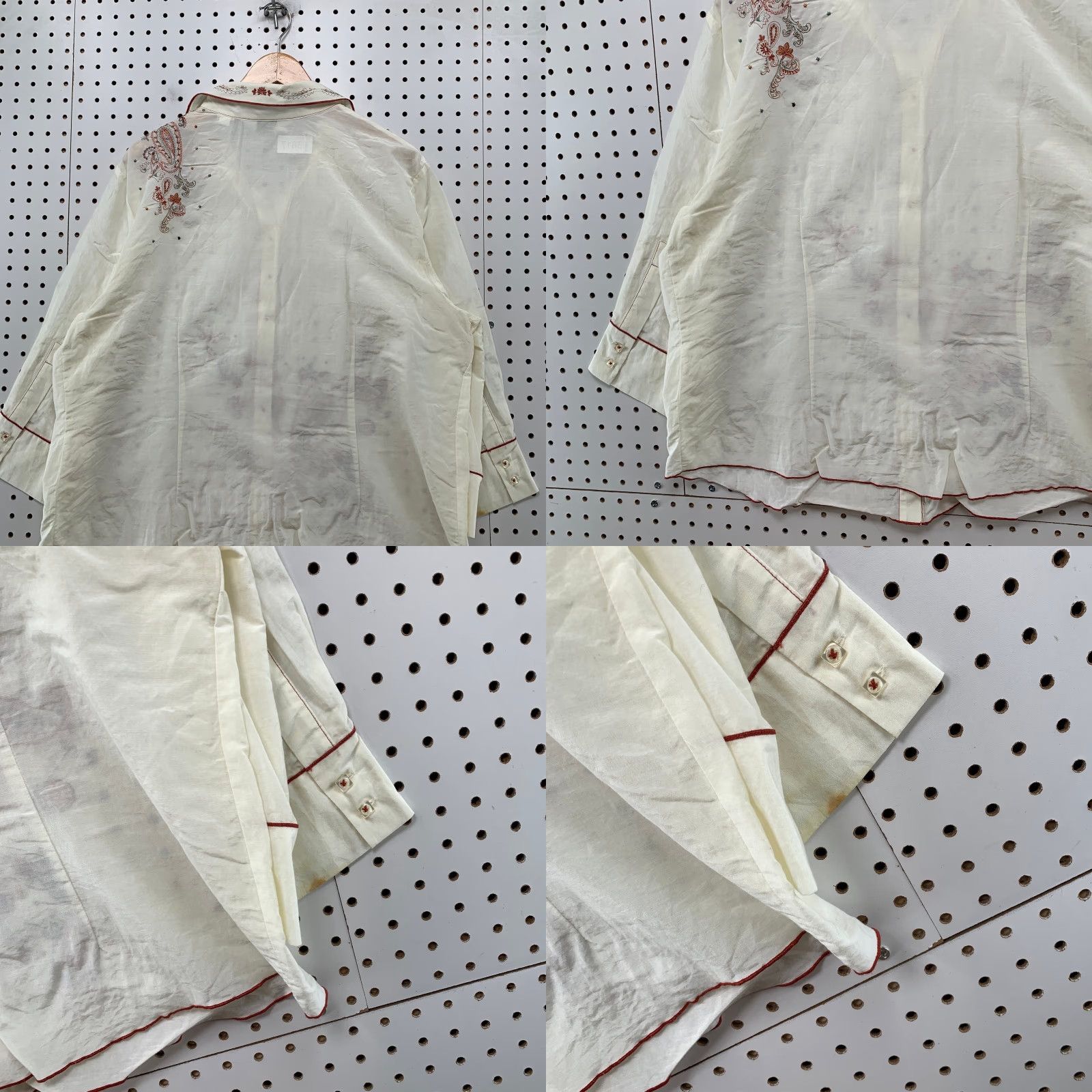 Orvis Orvis Silk Blouse Womens XL White Paisley Long Sleeve Button Cotton Blend Top Size XL / US 12-14 / IT 48-50 - 10 Thumbnail