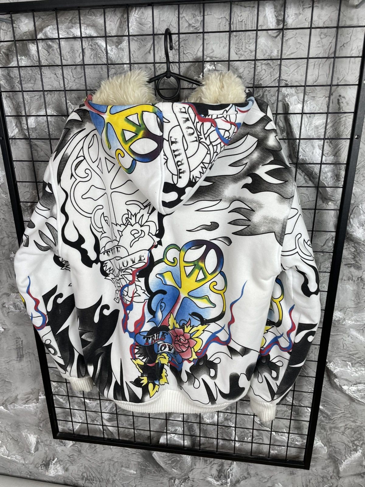 Ed Hardy Really Point Y2K Vintage Tattoo Fur Jacket Affliction Style Size US XL / EU 56 / 4 - 9 Thumbnail