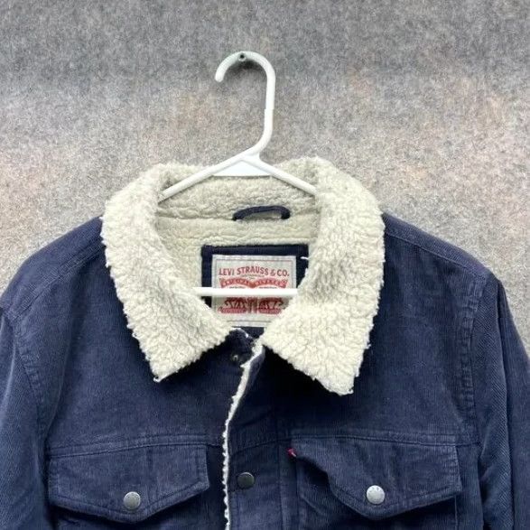 Levi's VINTAGE Levi's Jacket Mens Small Blue Navy Corduroy Sherpa Trucker Lined Cotton Relaxed Size US S / EU 44-46 / 1 - 3 Thumbnail