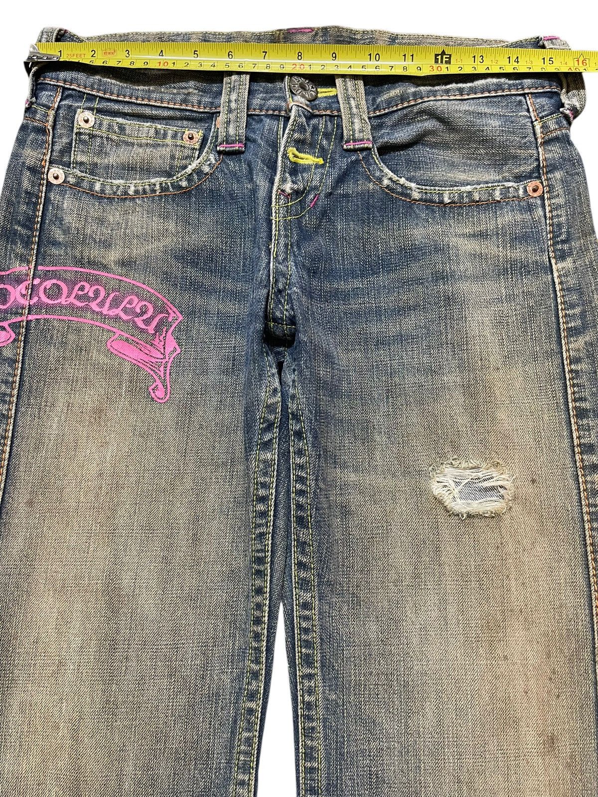 Hysteric Glamour Vintage Japanese Brand Mud Style Wash Distress Loose Jeans Size US 30 / EU 46 - 11 Thumbnail