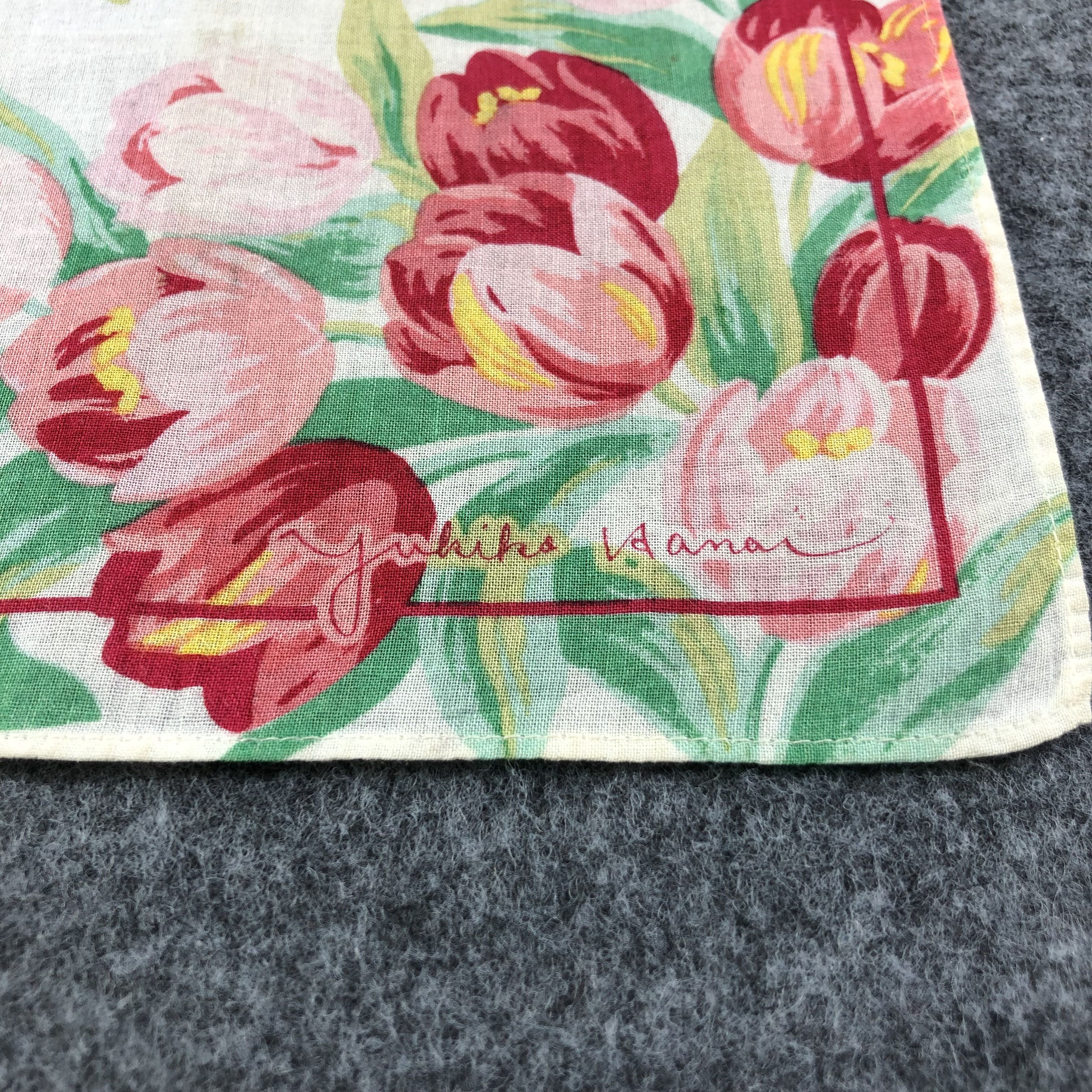 Vintage Yukiko Hanai Tulips Handkerchief Neckerchief Bandana H2257 Size ONE SIZE - 4 Thumbnail
