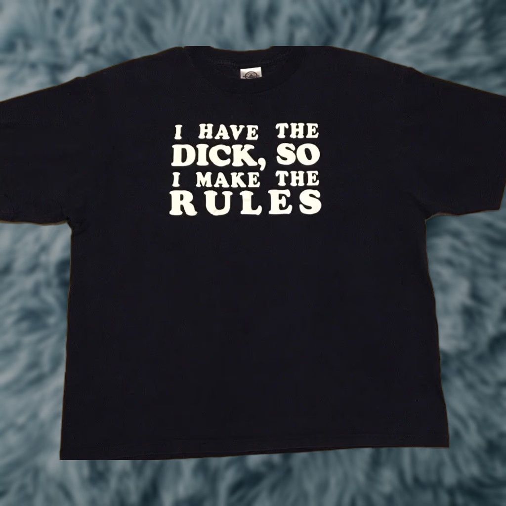 Vintage VINTAGE I Have The Dick I Make The Rules Faded Shirt S Mens Short Sleeve Blue 90s Funny Crude Joke Sex Grunge USA Sports 80s Size US S / EU 44-46 / 1 - 1 Thumbnail