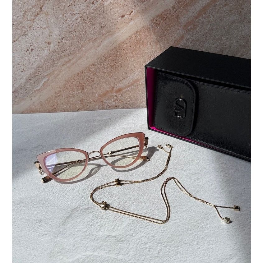 Valentino NEW Valentino VLX123-B Pink Cat Eye Chain Frames $760 Size ONE SIZE - 1 Thumbnail