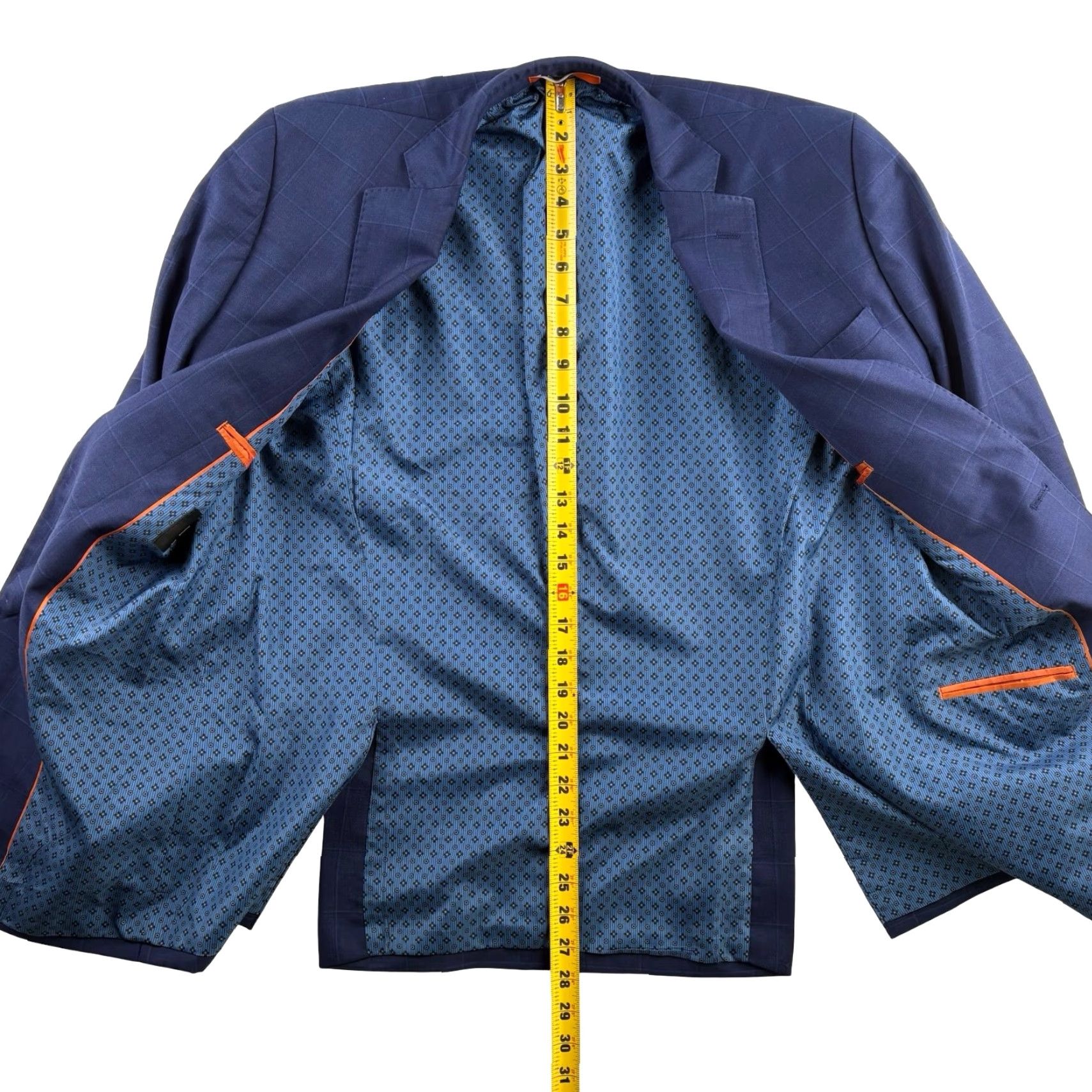 VINTAGE? (No) Tallia Blazer Jacket Blue Plaid Wool 38R Men’s Two-Button Double-Vented Notch Lapel Regular Fit