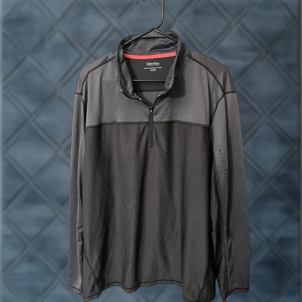 Calvin Klein CALVIN KLEIN Gray STRETCH KNIT Long Sleeve 1/4-ZIP Athletic/Performance SHIRT XL Size XL / US 12-14 / IT 48-50 - 1 Thumbnail
