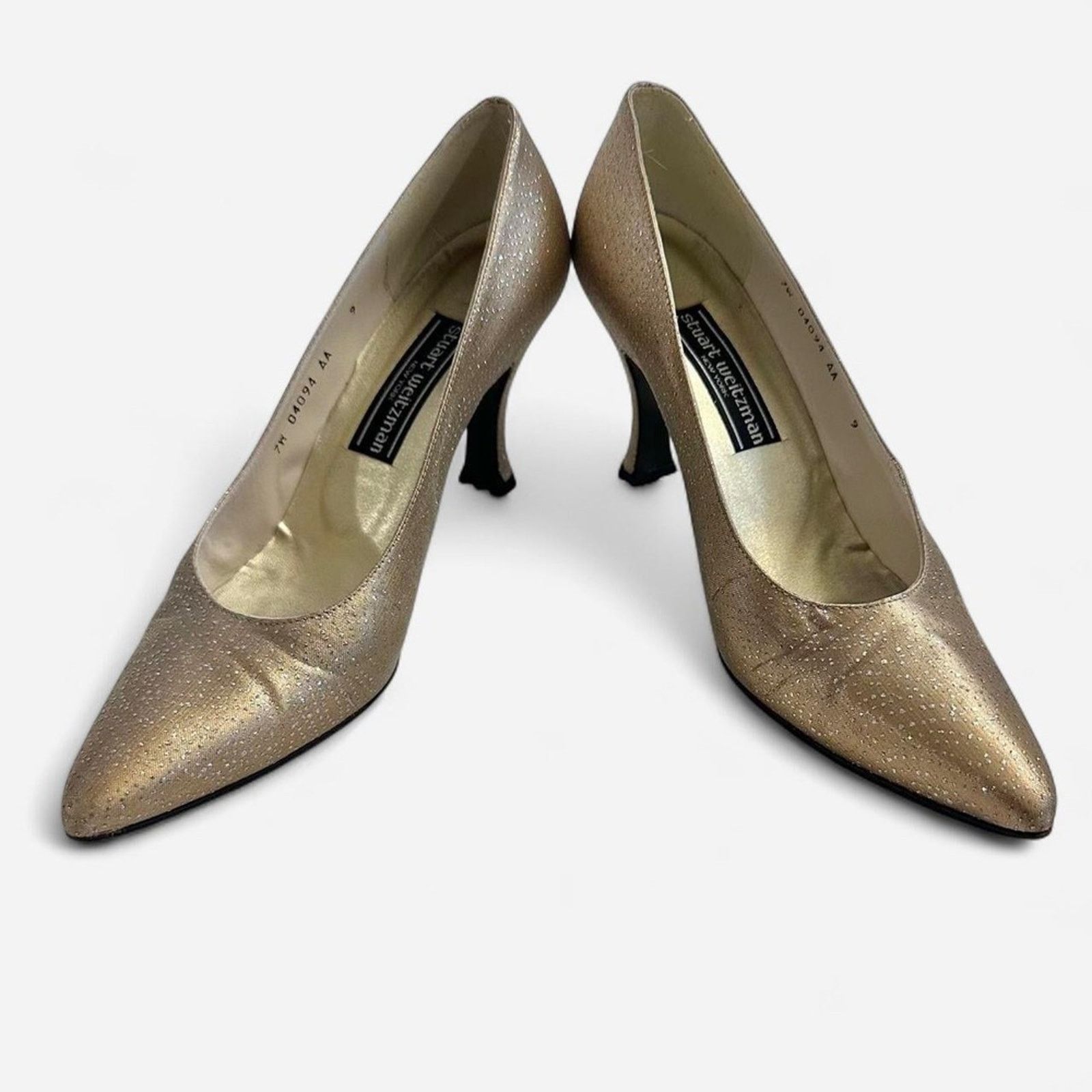 Stuart Weitzman Vintage Stuart Weitzman narrow width 8.5 heels gold glitter Size US 8.5 / IT 38.5 - 1 Thumbnail