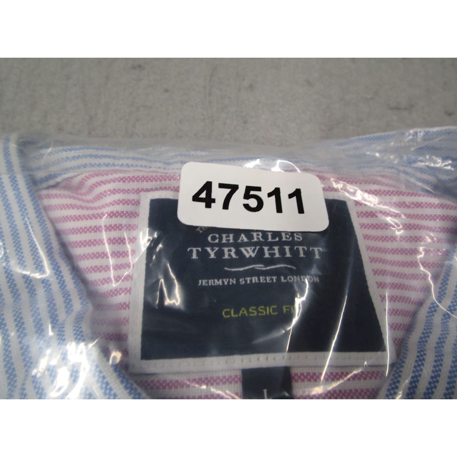 Charles Tyrwhitt VINTAGE Charles Tyrwhitt Dress Shirt Men Large Blue Bengal Stripe Button-Up Oxford Business Casual Wedding Classic Fit Size 42R - 7 Thumbnail