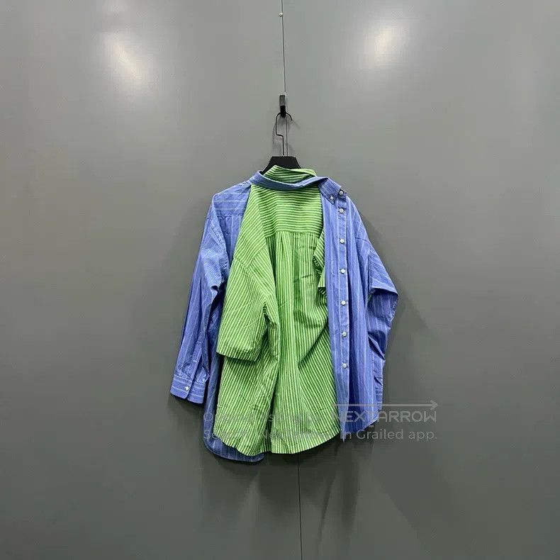 Balenciaga Balenciaga Blue and Green Two-piece Shirt Size XXS / US 00 / IT 34 - 2 Thumbnail