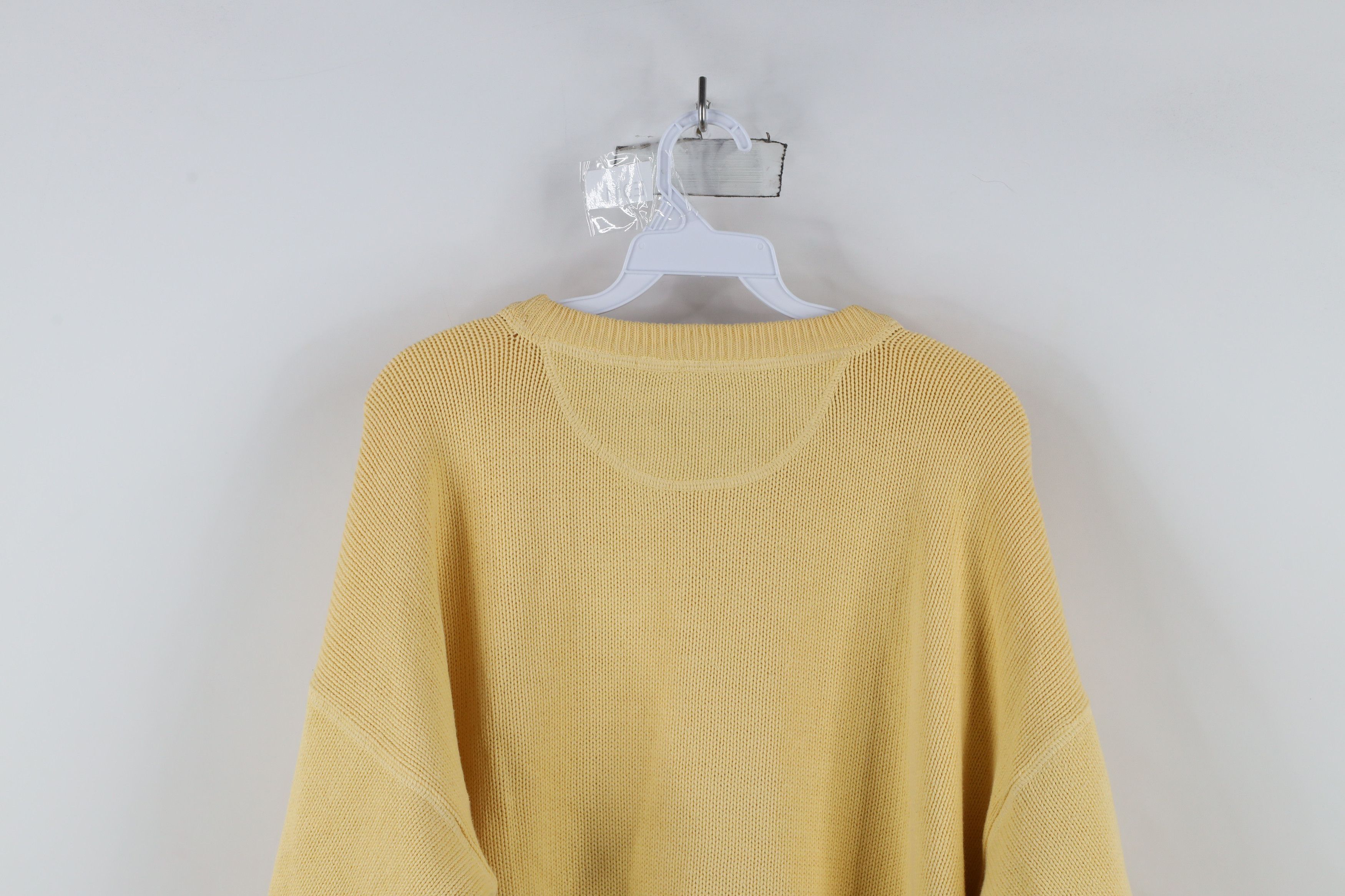 Vintage Vintage 90s Streetwear Blank Cotton Knit Sweater Yellow Size US L / EU 52-54 / 3 - 12 Thumbnail