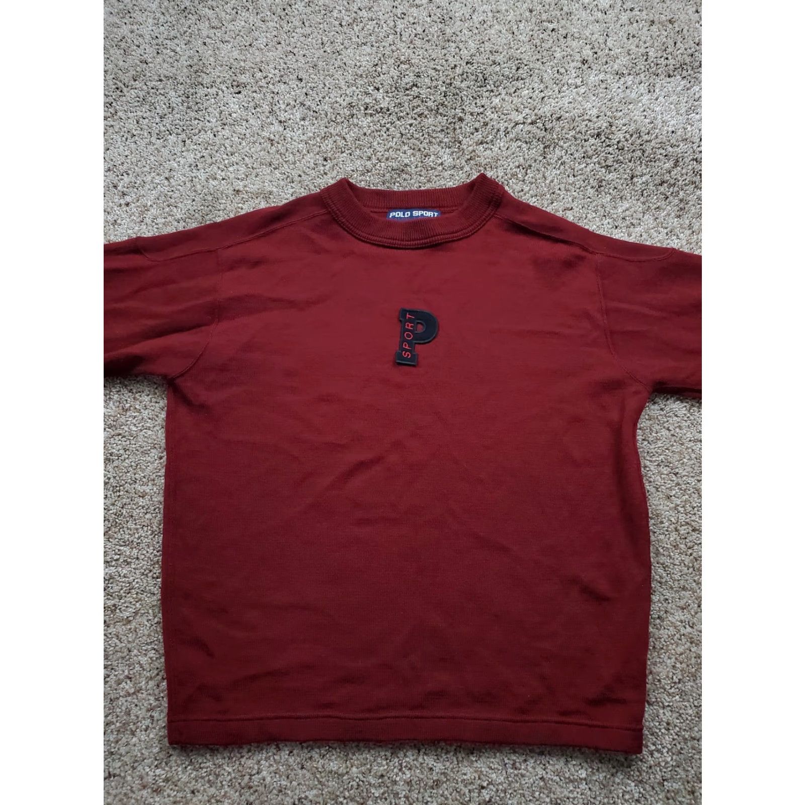 Polo Ralph Lauren VINTAGE Polo Ralph Lauren Sweater Shirt Mens Small Red Wool Knit 90s Polo Sport Embroidered Logo Classic Pullover Crew Neck Size US S / EU 44-46 / 1 - 4 Thumbnail