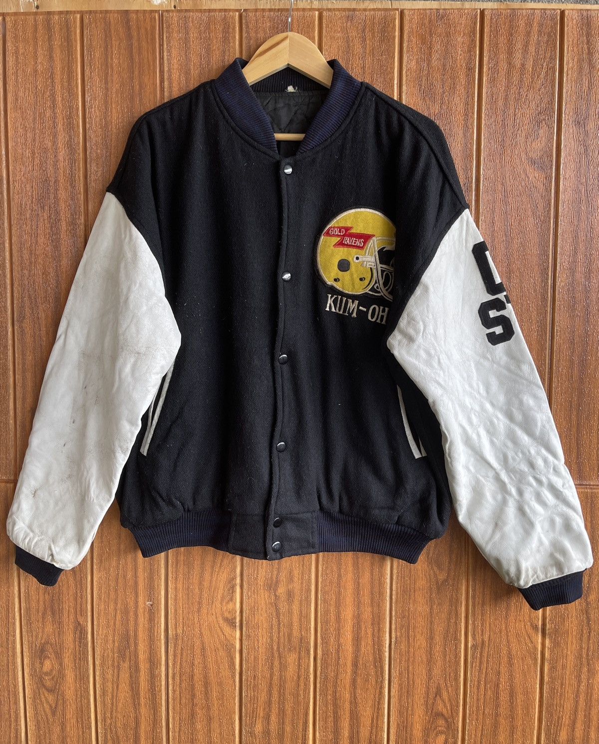 NFL Rare🔥Vtg 90s RAVENS KNUT Varsity Leather Jacket Size US XL / EU 56 / 4 - 6 Thumbnail