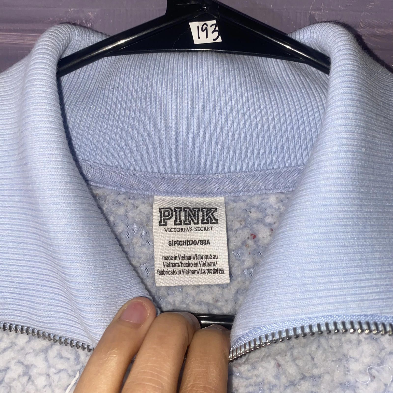 Designer Victoria’s Secret PINK Sherpa Quarter-Zip Pullover S Blue Size S / US 4 / IT 40 - 3 Thumbnail