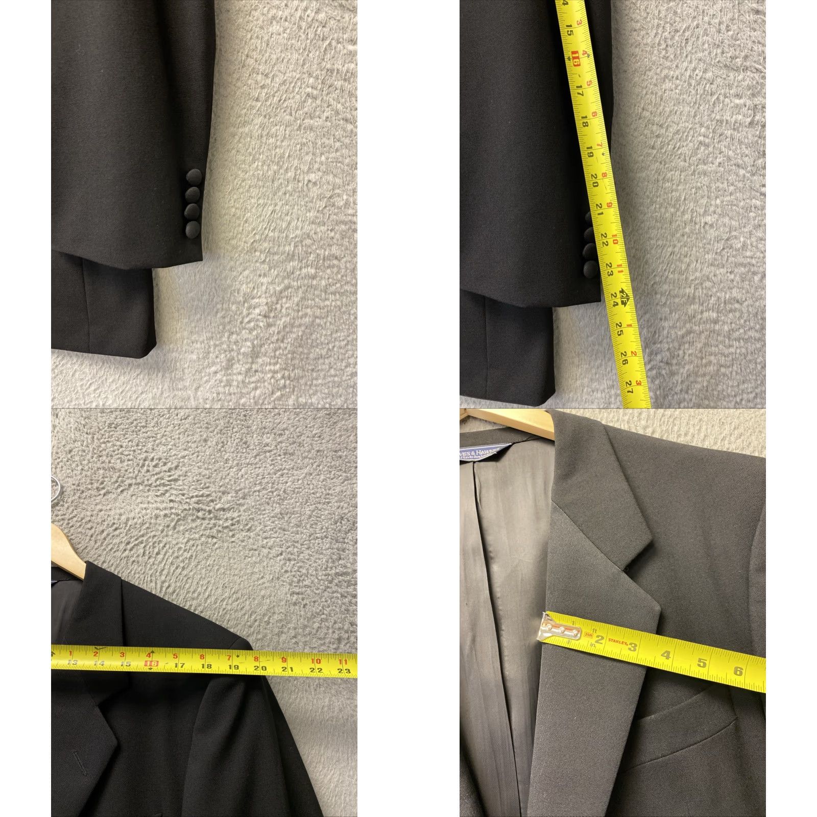 Gieves & Hawkes GRIEVES & HAWKES Tuxedo Men 43R Black 1-Button Single-Breasted Wool 2 Piece Suit | Long Jacket, Black Tuxedo for Business Wedding Casual Mens Size 40R - 8 Thumbnail
