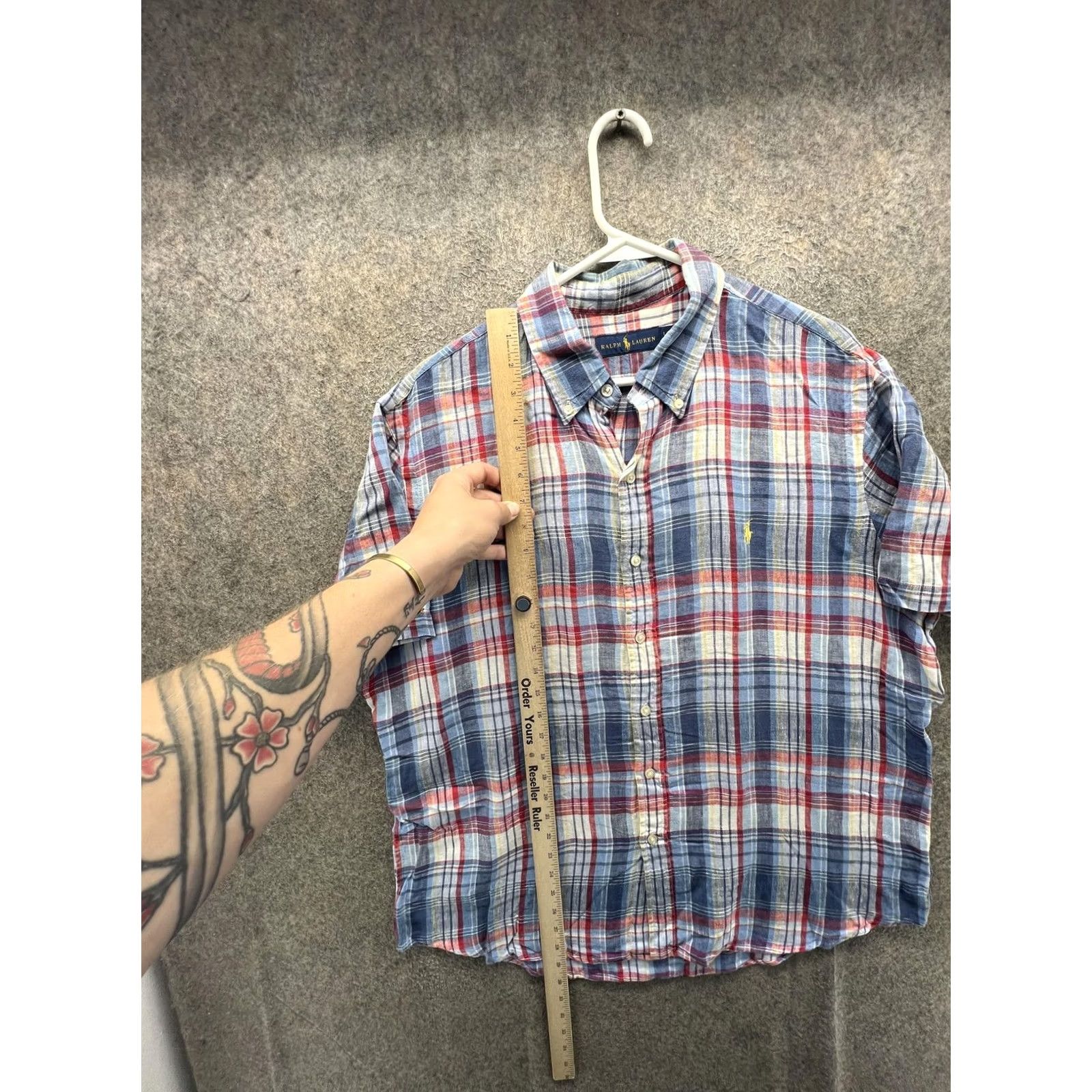 Ralph Lauren Ralph Lauren Shirt Mens Large Blue Plaid Short Sleeve Button Front Casual Woven Size US L / EU 52-54 / 3 - 5 Thumbnail
