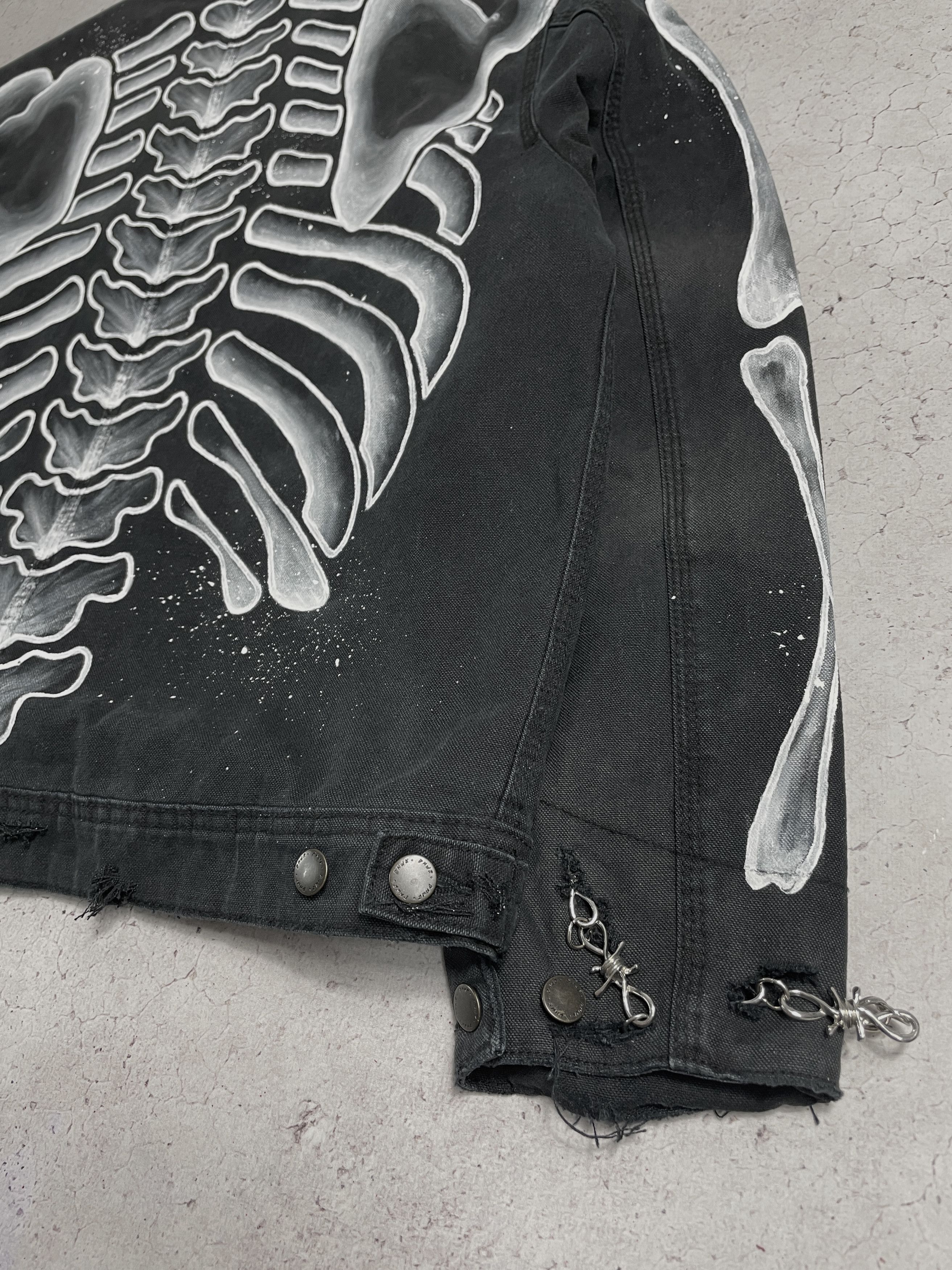 Other SKELETON 1OF1 HEAVY HAND PAINTED Y2K ROCK PUNK GOTHIC Size US XL / EU 56 / 4 - 7 Thumbnail