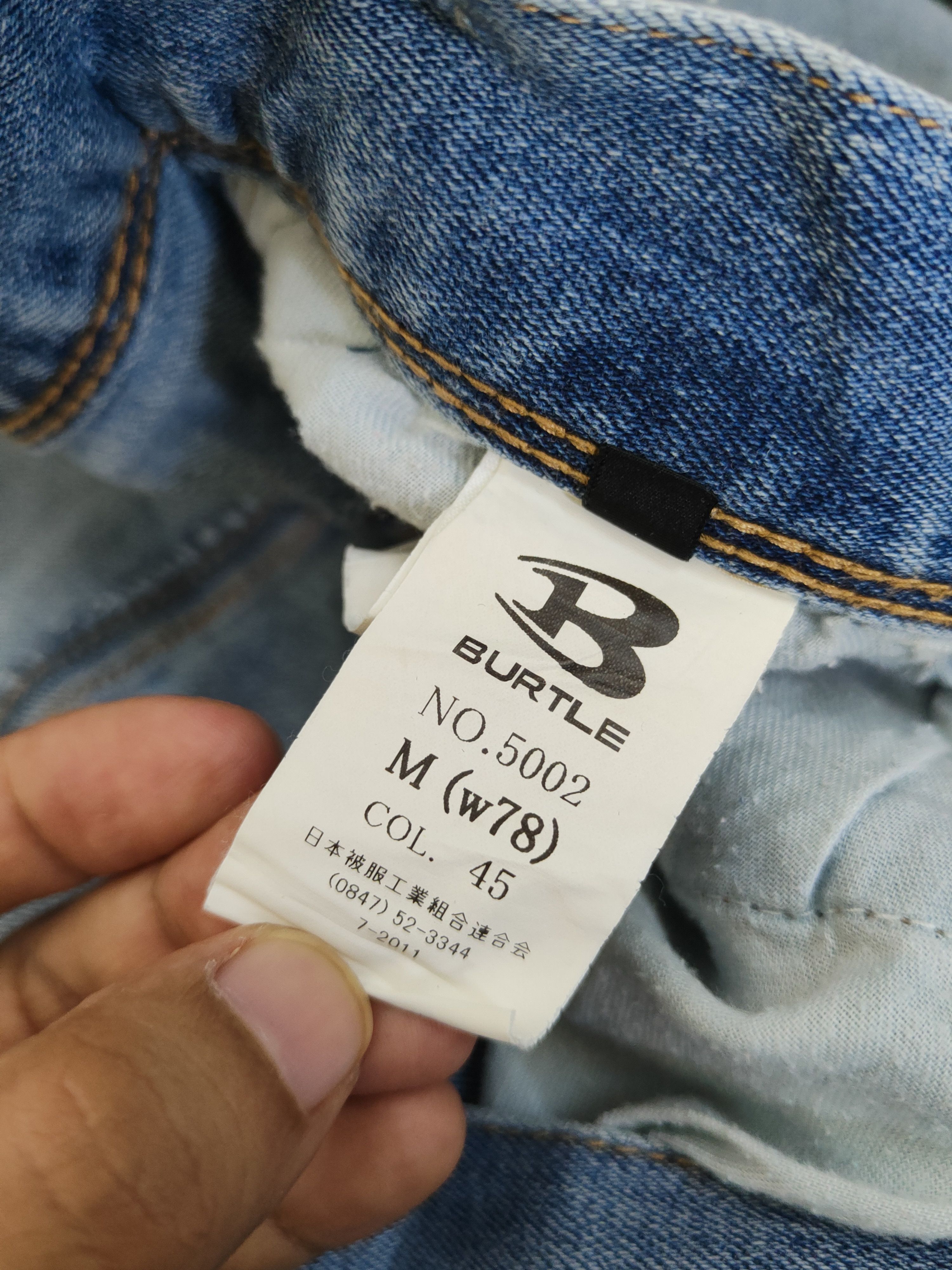 Japanese Brand Burtle Blue Distressed Ripped Soft denim Jeans #W1976 Size US 31 - 17 Thumbnail
