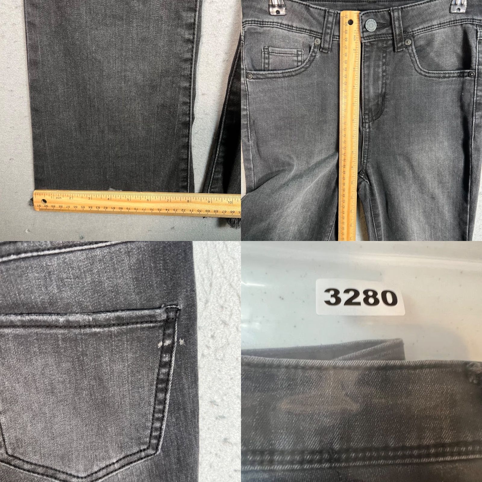 Vintage Sincerely Jules Jeans Womens 25 Black Flared High-Waisted Frayed Hem 5-Pocket Denim 30in Inseam Size 42" / US 20 - 8 Thumbnail